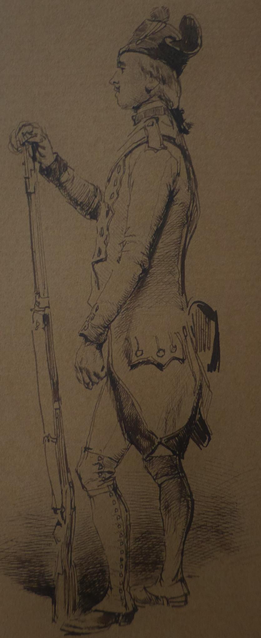 Edouard Detaille (1848 1912), An 18th century soldier Original Drawing - Academic Art by Jean Baptiste Édouard Detaille