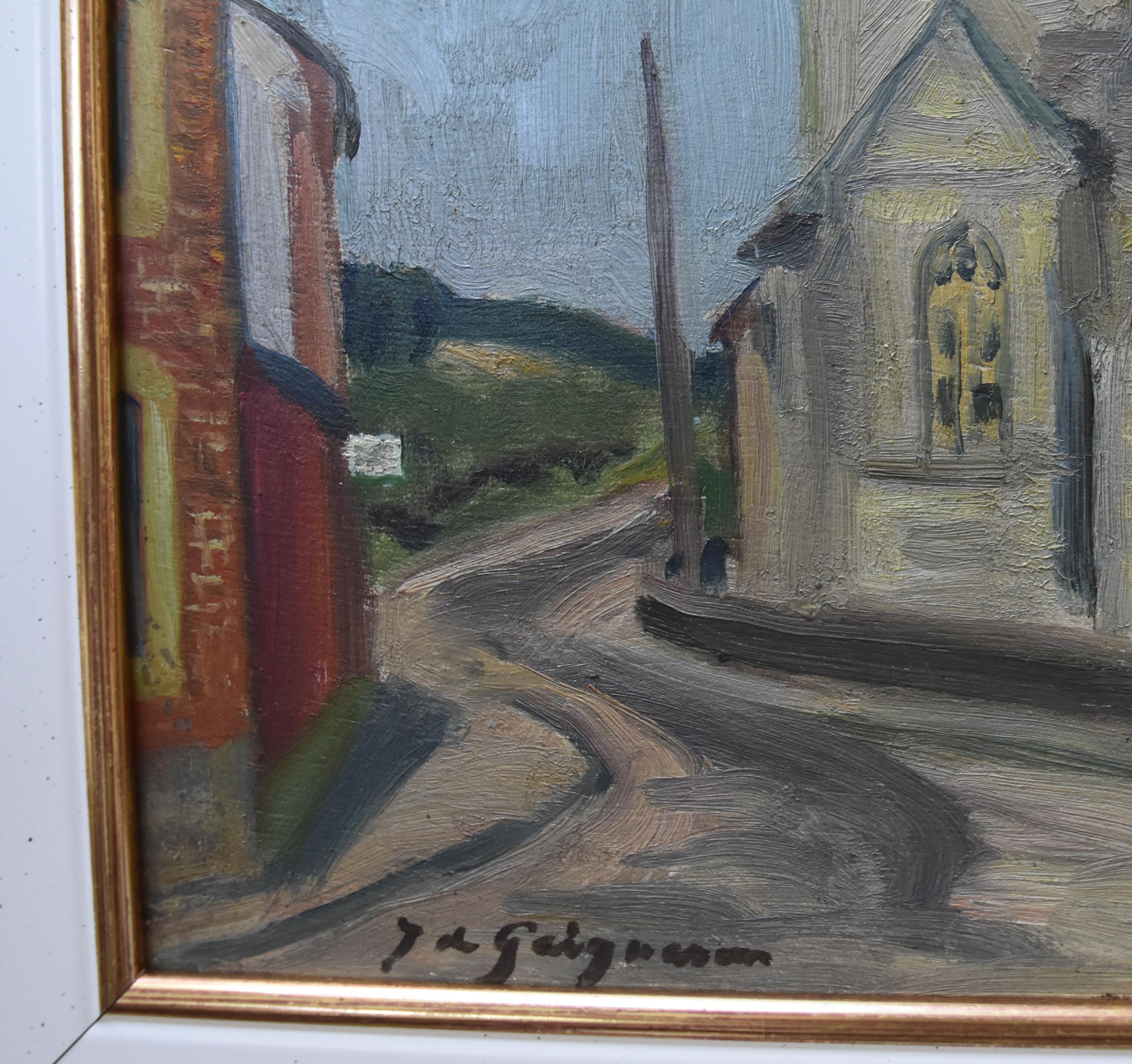 Jean de GAIGNERON (1890 - 1976) The Church in the village, oil on panel 2