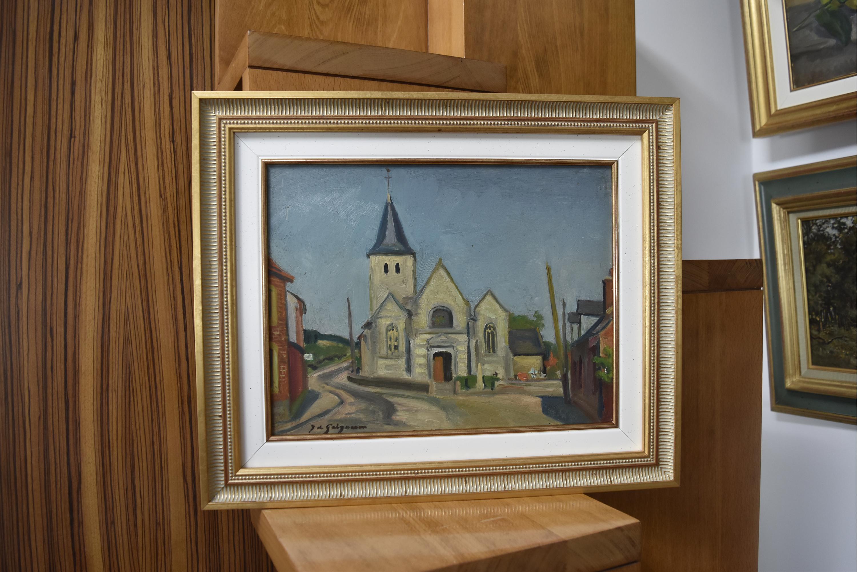 Jean de GAIGNERON (1890 - 1976) The Church in the village, oil on panel 4