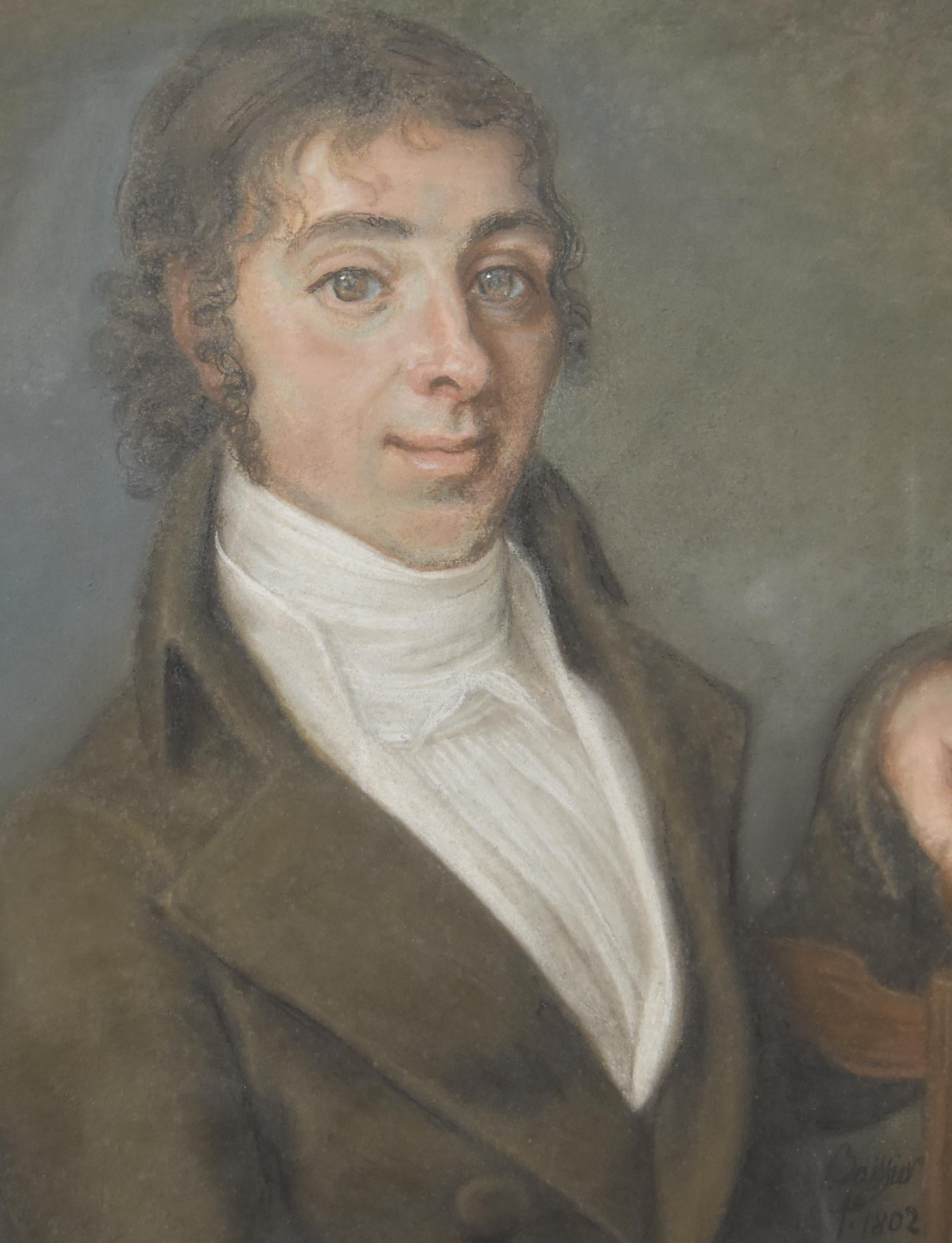 Boissier, Porträt eines jungen Mannes, 1802, Pastell signiert und datiert im Angebot 4