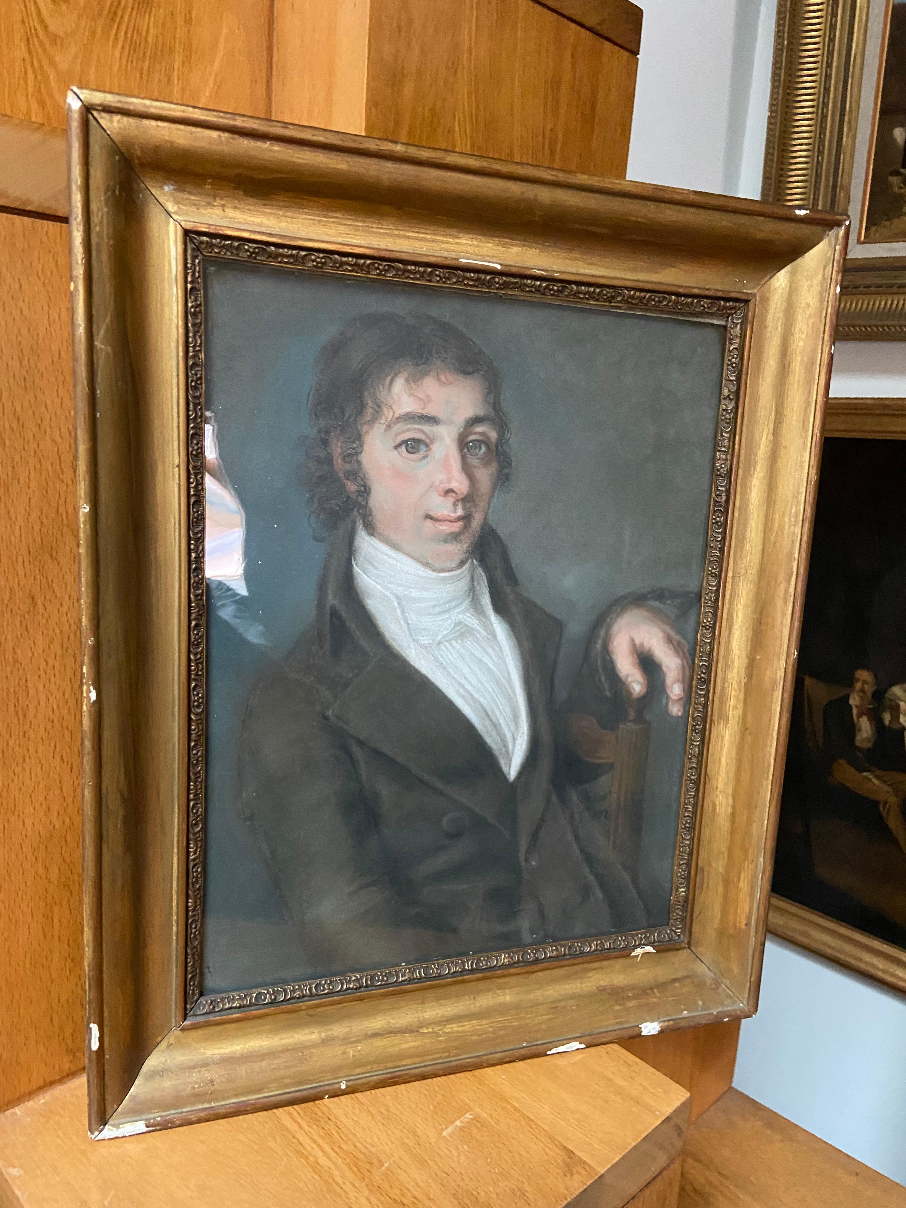 Boissier, Portrait of a Young Man, 1802, Pastel signed and dated For Sale 2