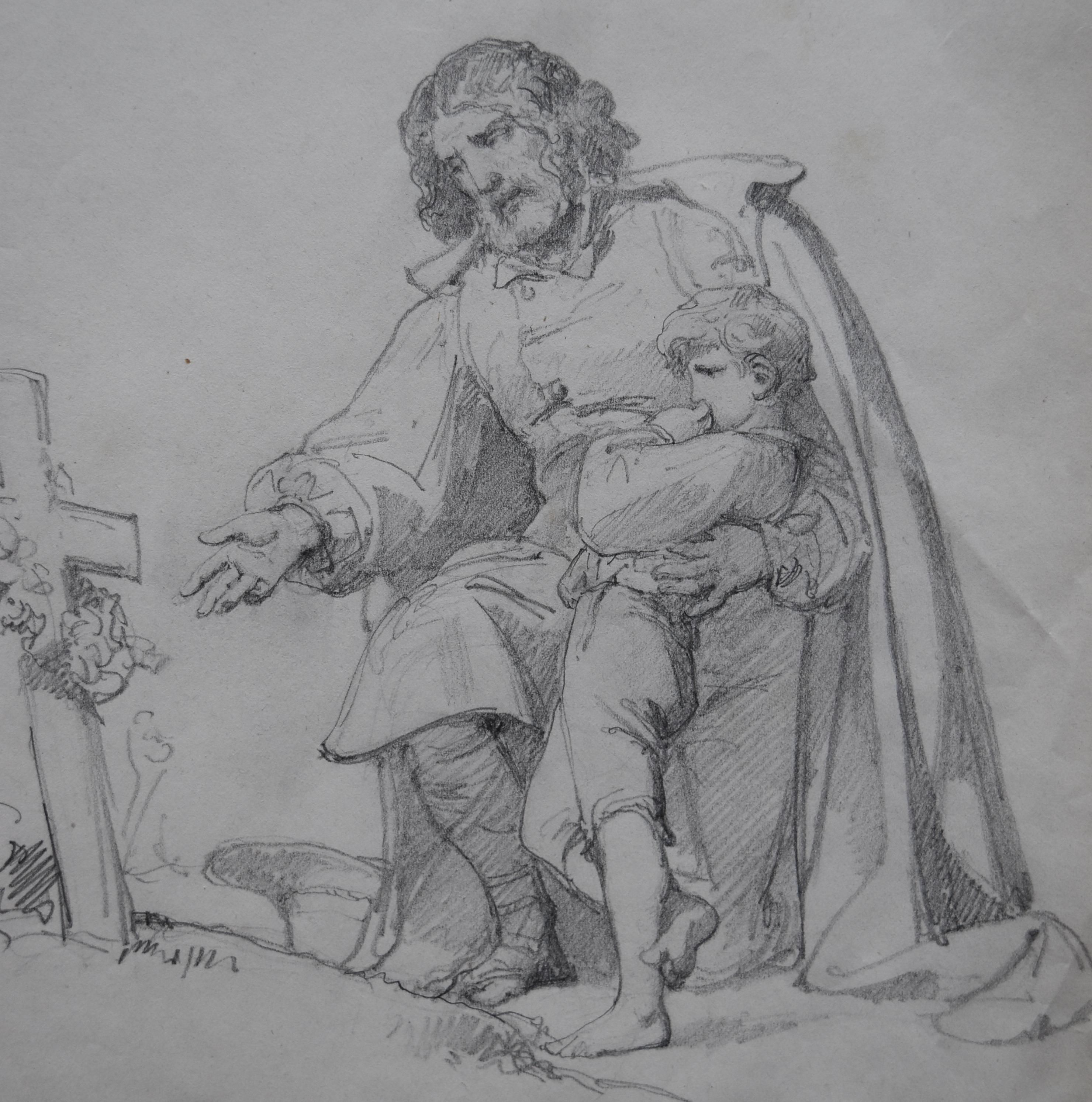 Louis Charles Auguste Couder (1789-1873)  Il vedovo e l'orfano, disegno in vendita 4