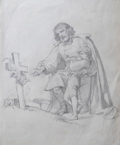 Louis Charles Auguste Couder (1789-1873)  Der Widower und der Waisenkind, Zeichnung