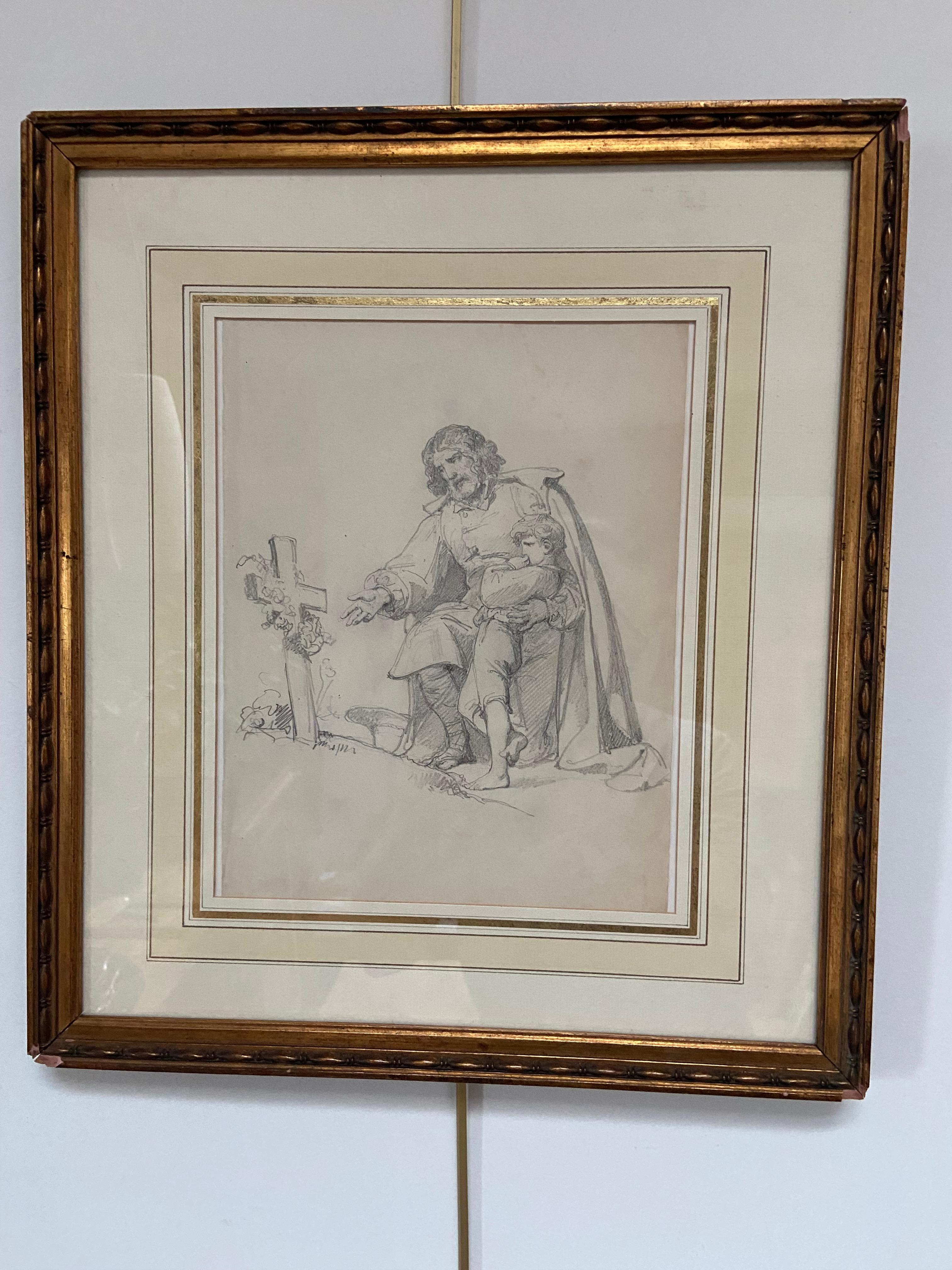 Louis Charles Auguste Couder (1789-1873)  Il vedovo e l'orfano, disegno in vendita 8