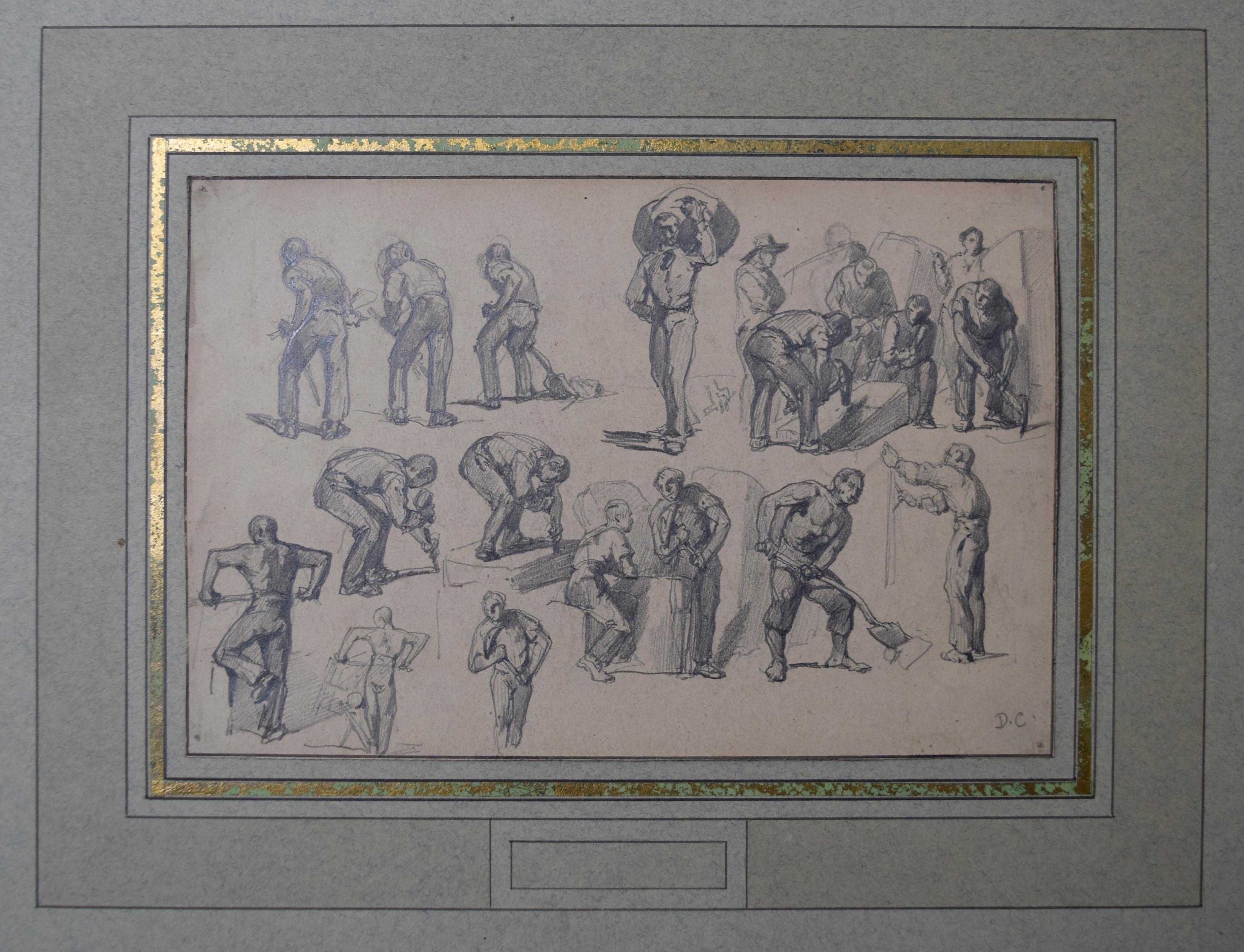 Monogrammist DC, France 19th Century, Different types of Workers, drawing - Art by Unknown