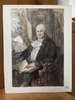 Louis Gallait (1810-1887) Portrait of a Gentleman, watercolor and gouache