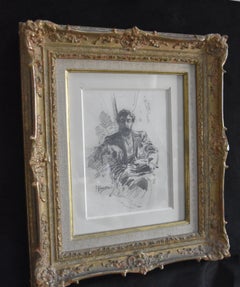 Felix Alarcon (1840-1905) Portrait of a man, original drawing