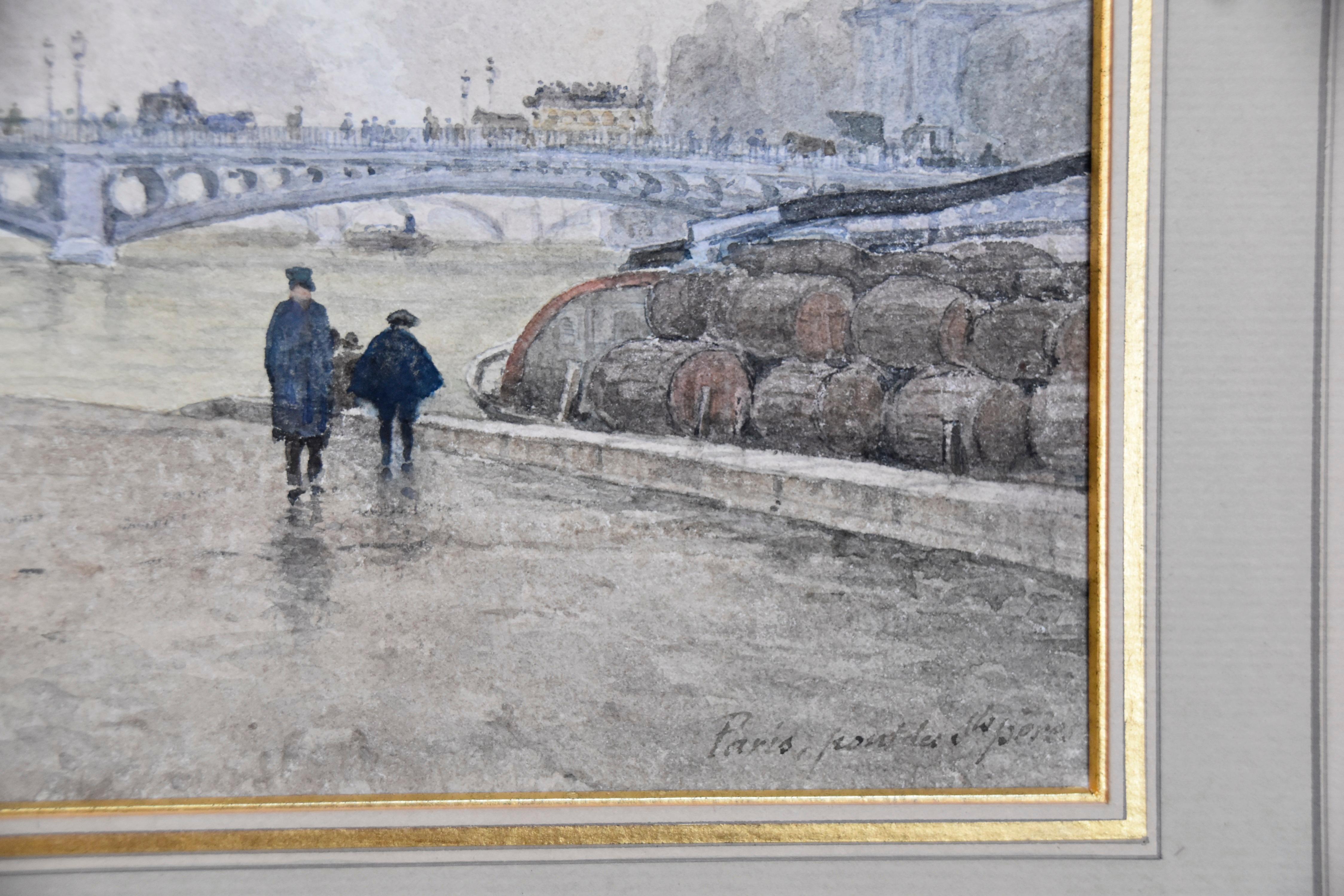 Henri Mouren (1844-1926) Paris:: La Seine au Pont des Saints Pères:: aquarelle 5