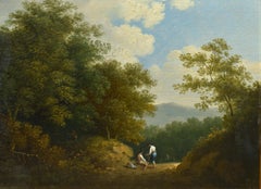 John Warwick Smith (1749-1831) Lanscape with two travellers, oil on panel