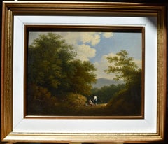 John Warwick Smith (1749-1831) Lanscape with two travellers, oil on panel