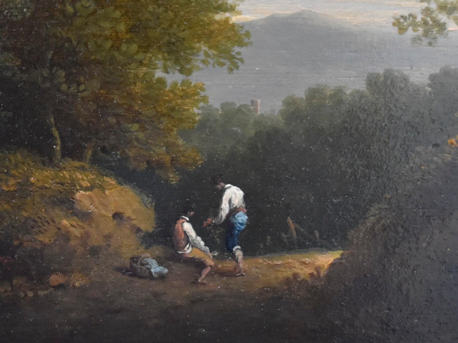 John Warwick Smith (1749-1831) Lanscape with two travellers, oil on panel 3