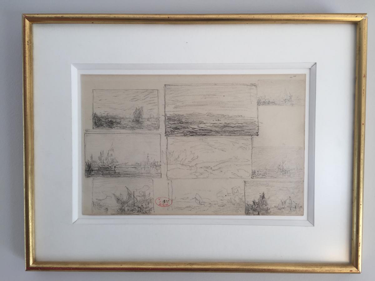 Félix Ziem (1821-1911) Studies of Landscapes and Seascapes, original Drawing - Art by Felix Ziem