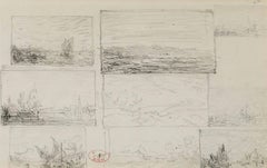 Félix Ziem (1821-1911) Studi di paesaggi e marine, disegno originale
