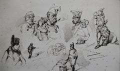 Edouard Chevret (1835-1874), Napoleon and his soldiers, Studies, 1860, drawing 