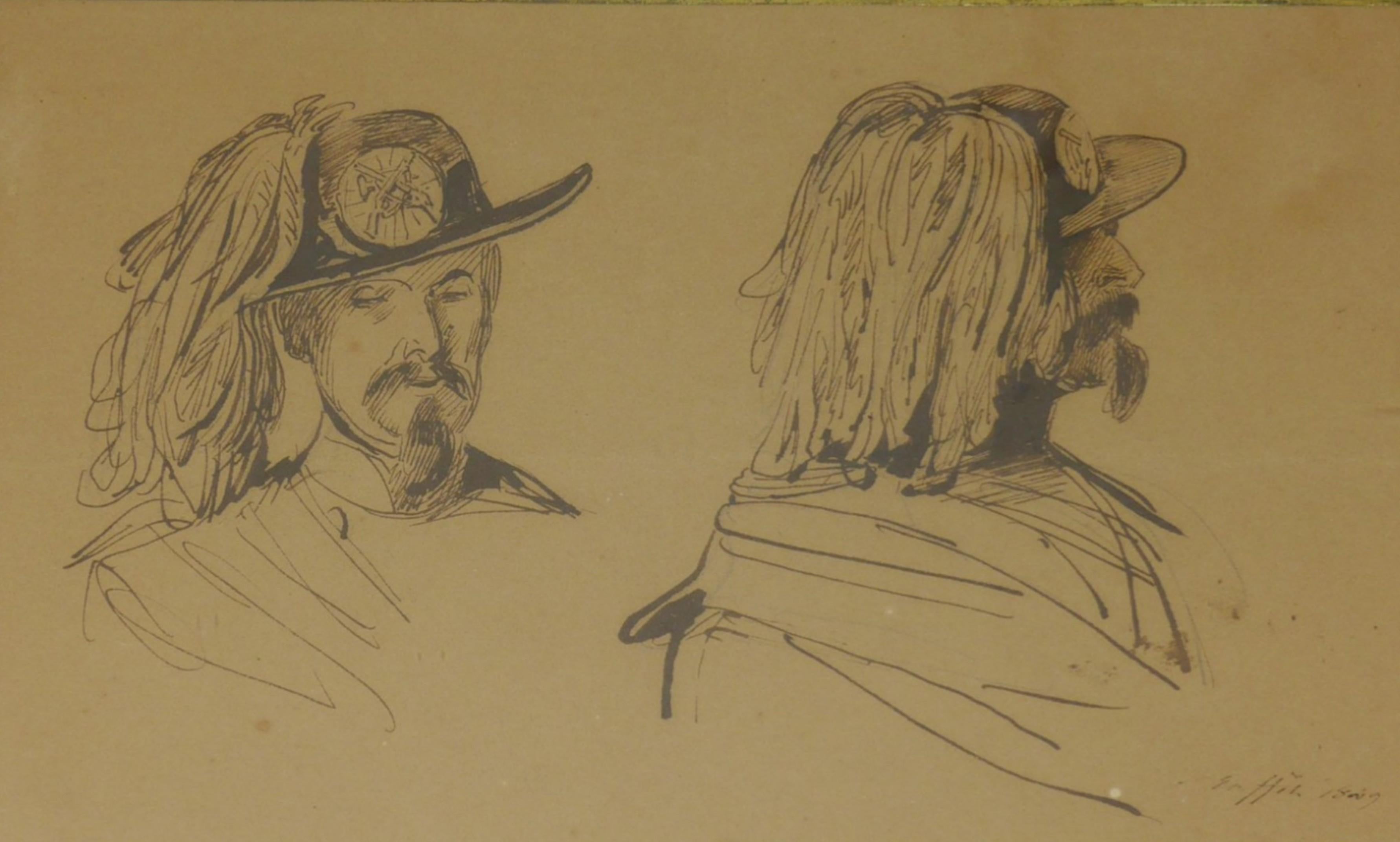 Figurative Art de Denis Auguste Marie Raffet - Denis Auguste Raffet (1804-1860) Estudios de un Tiroler Kaiserjäger, dibujo