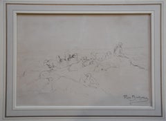 Rosa Bonheur (1822-1899) A Sheperd and his flock, ink drawing