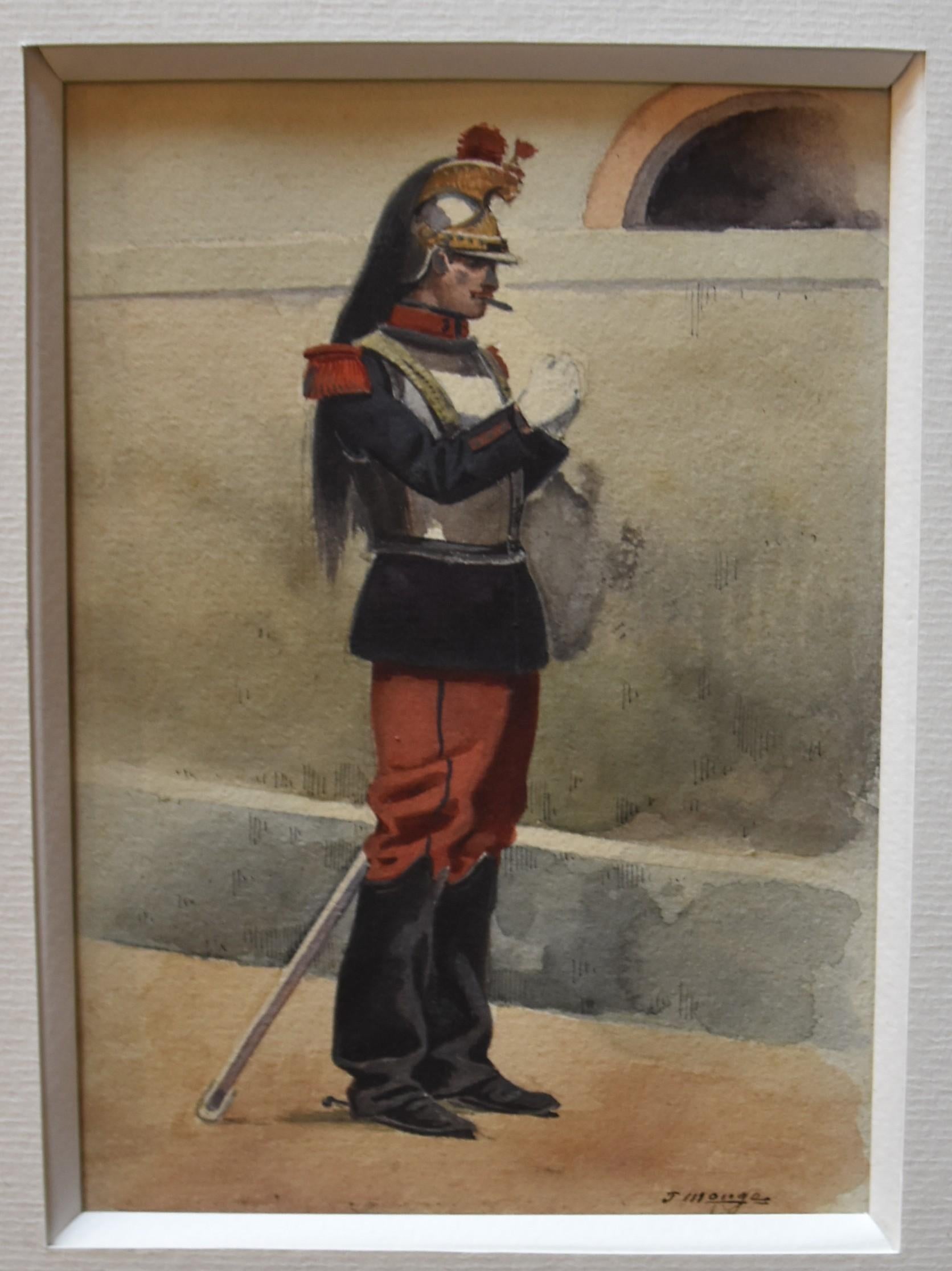 Französische Soldaten von Jules Monge (1855-1934), sechs Aquarelle  im Angebot 1