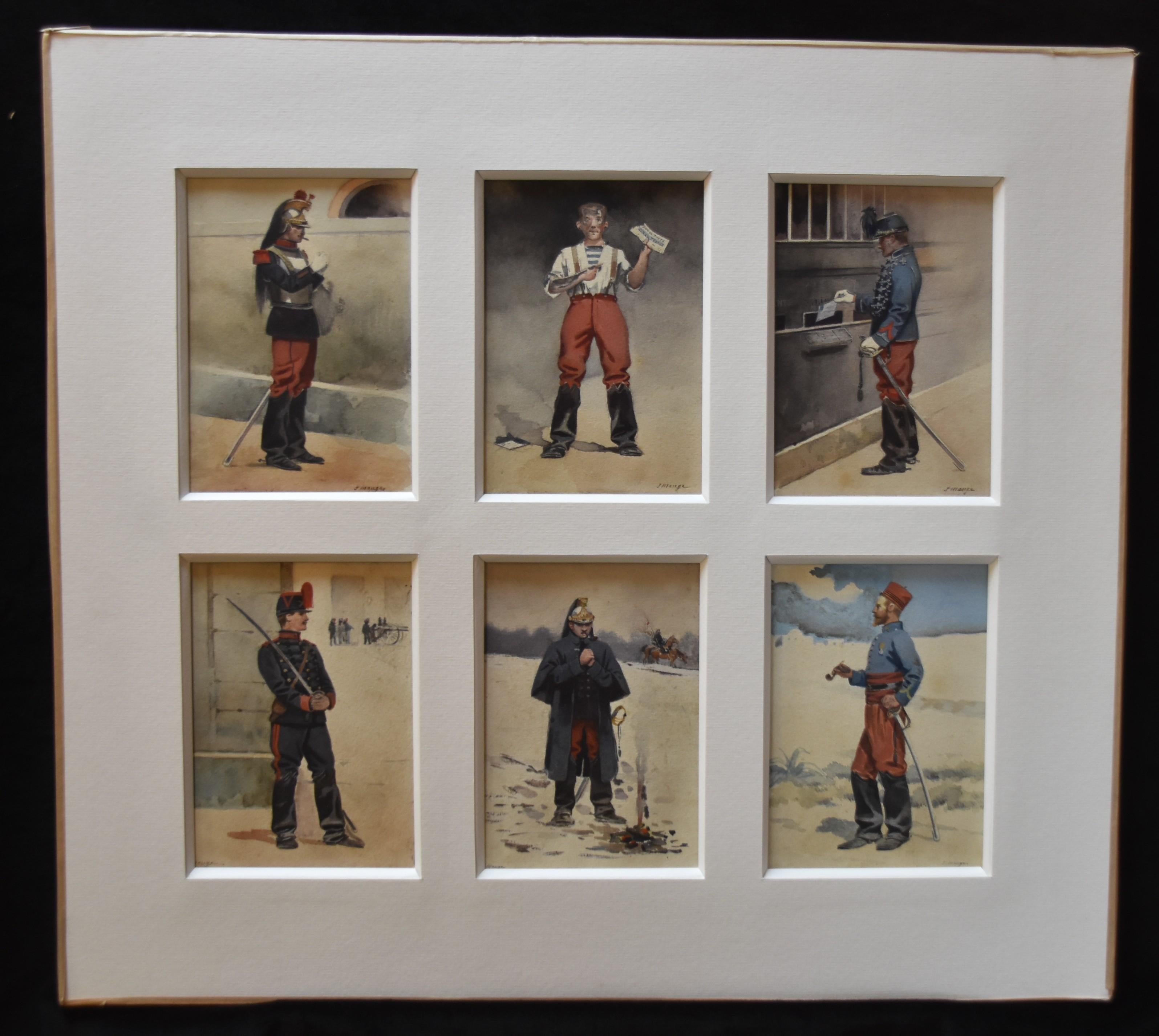 Jules Monge (1855-1934) French soldiers, six watercolors  For Sale 5