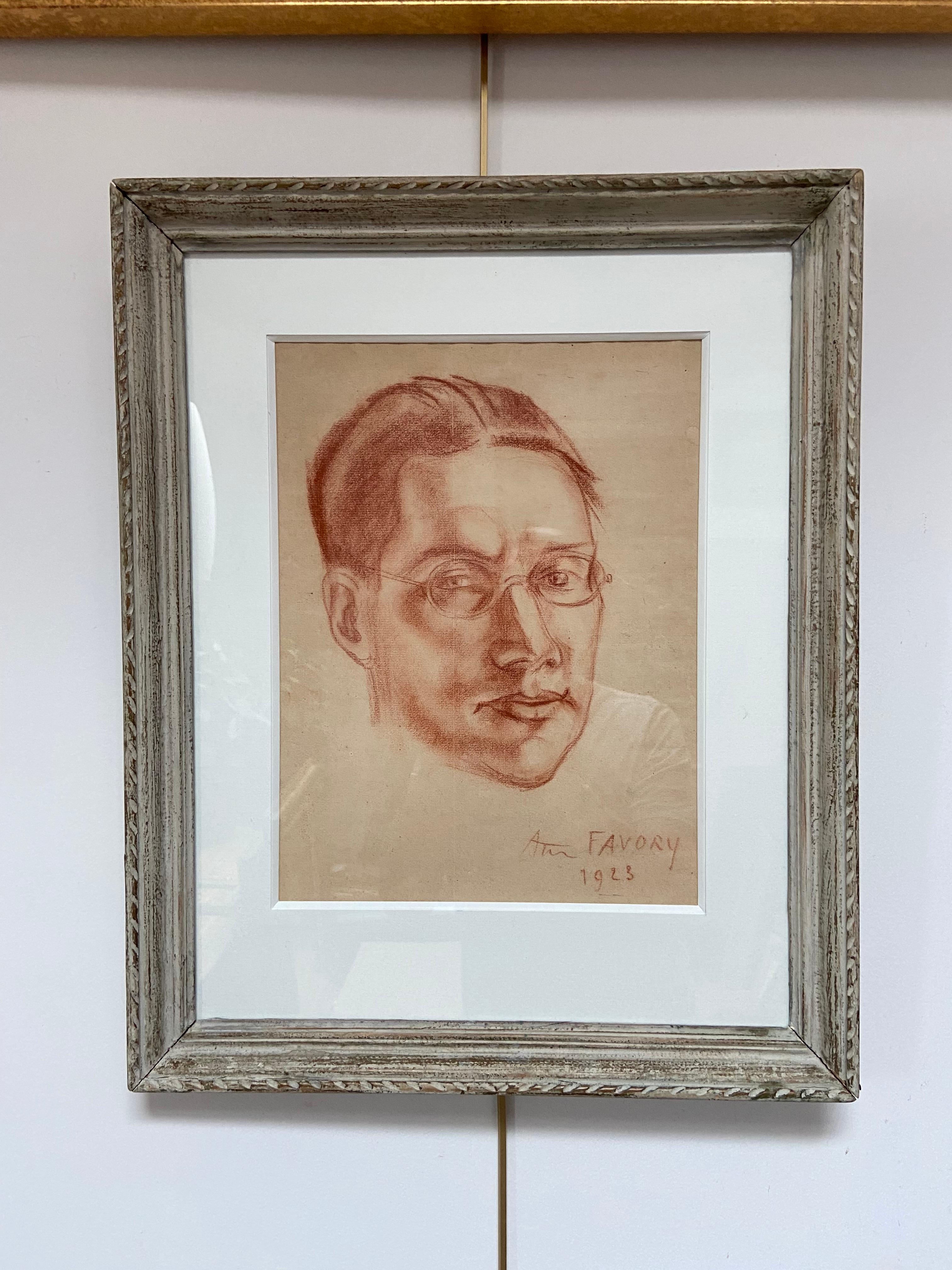 André Favory (1889-1937) Portrait of the poet Jacques Portail, 1923, red chalk 5