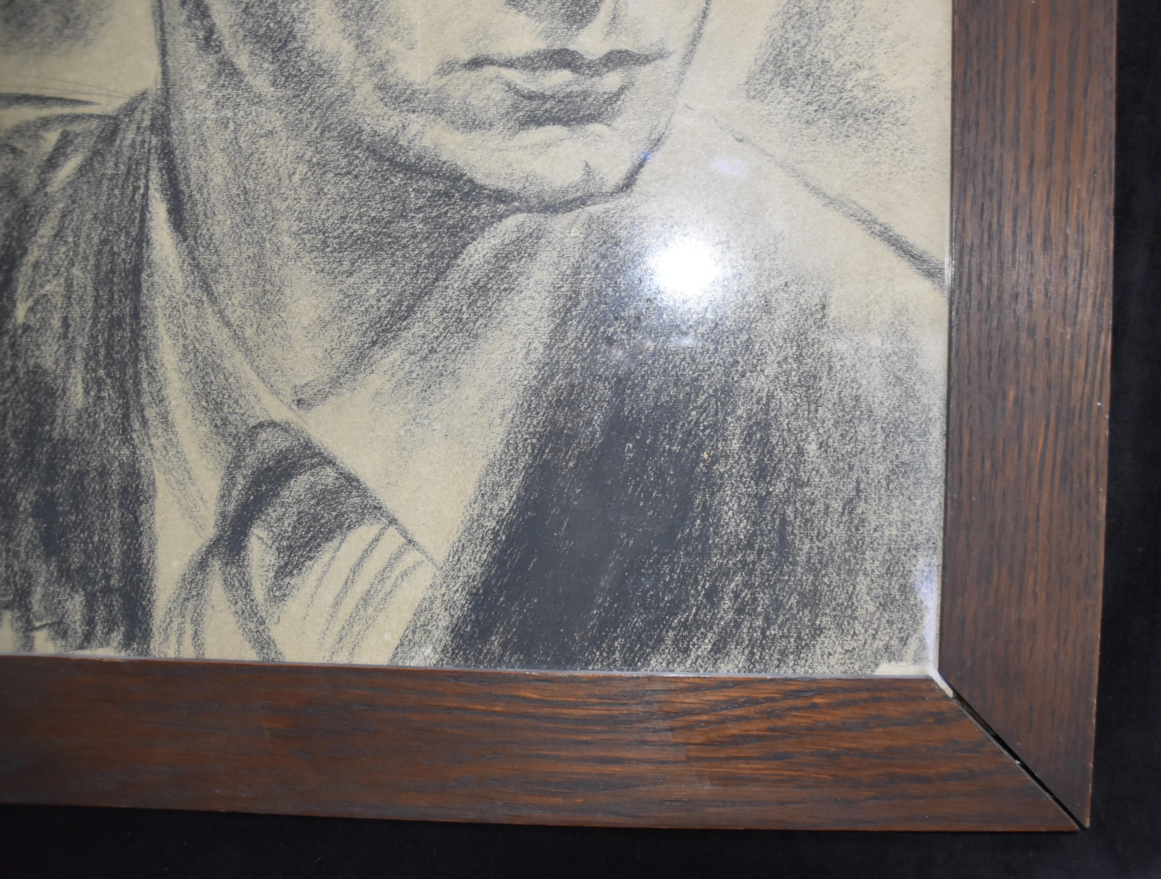 Nicolas Sternberg (1902-1960) Portrait of man, 1928, original drawing - Gray Figurative Art by Unknown