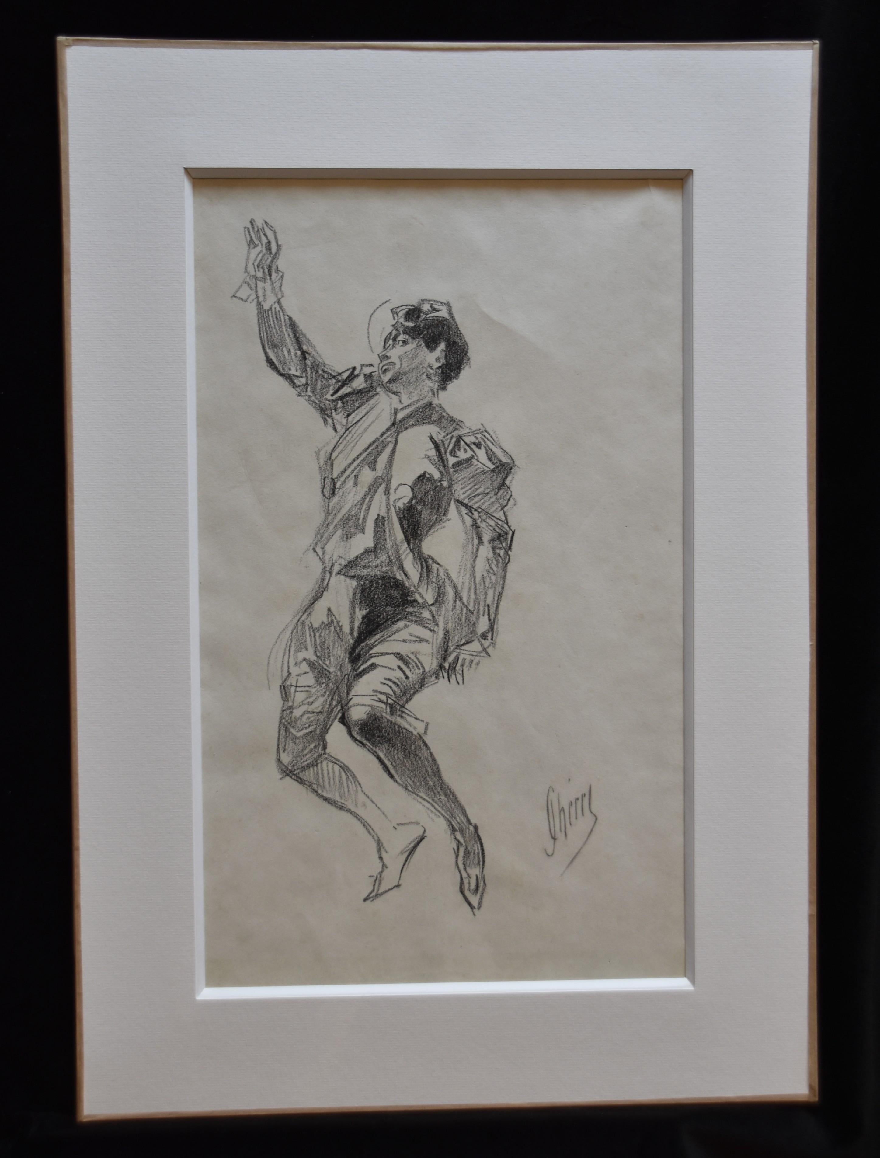 Jules Cheret (1836-1932) A bullfighter, charcoal drawing, signed - Art by Jules Chéret