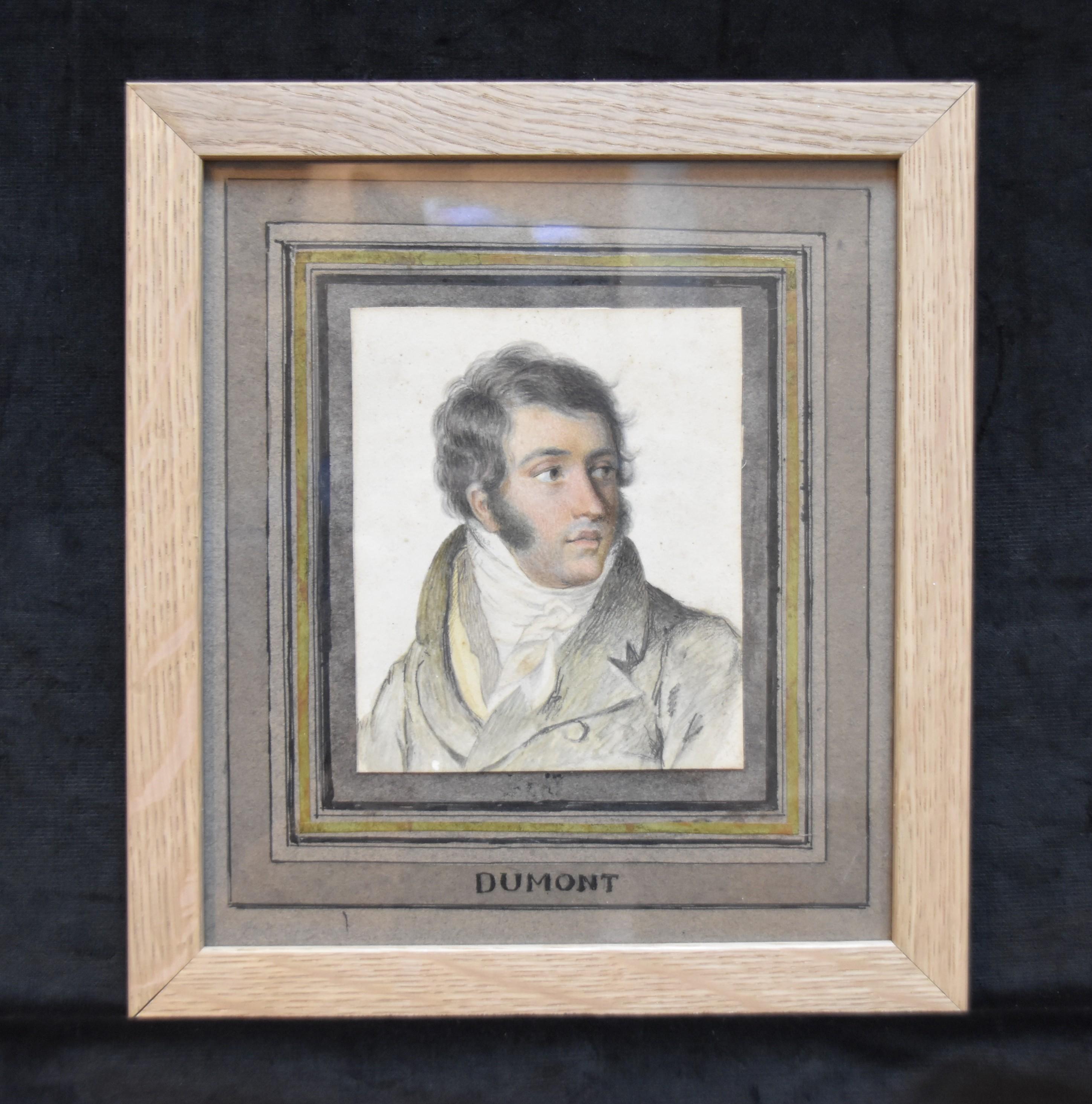 Frankreich um 1820, Porträt eines Herrn, schwarze Kreide und Pastellzeichnung – Art von Unknown