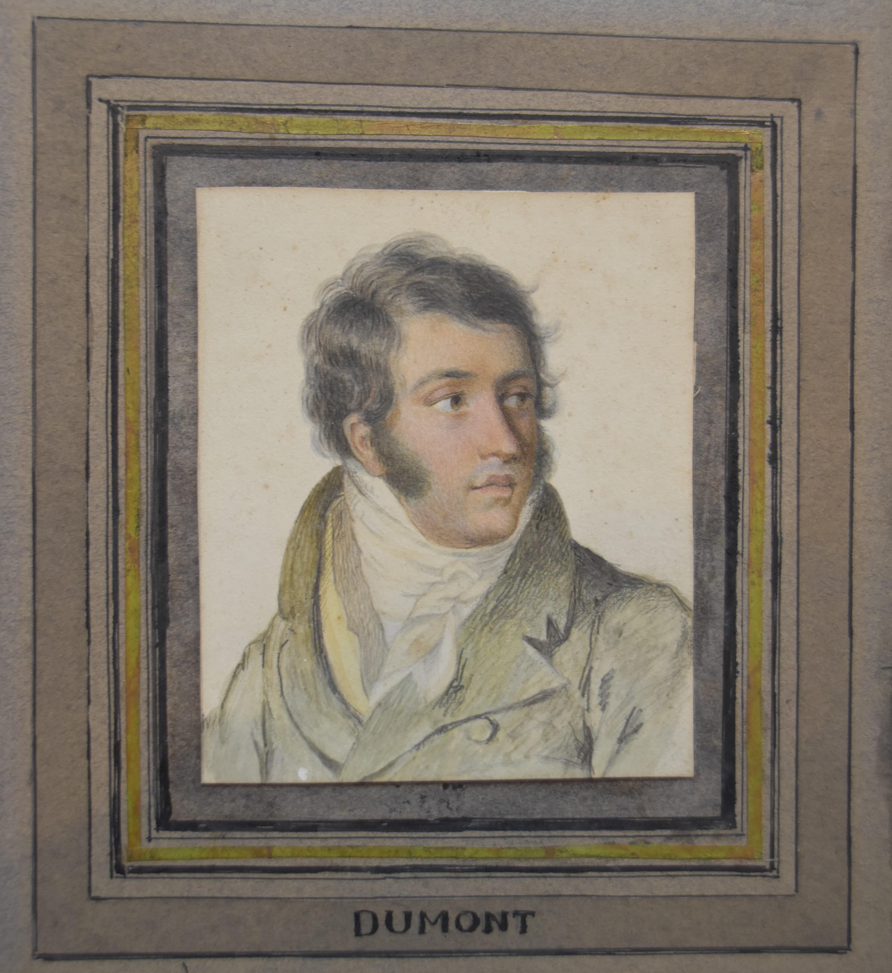 Frankreich um 1820, Porträt eines Herrn, schwarze Kreide und Pastellzeichnung (Romantik), Art, von Unknown