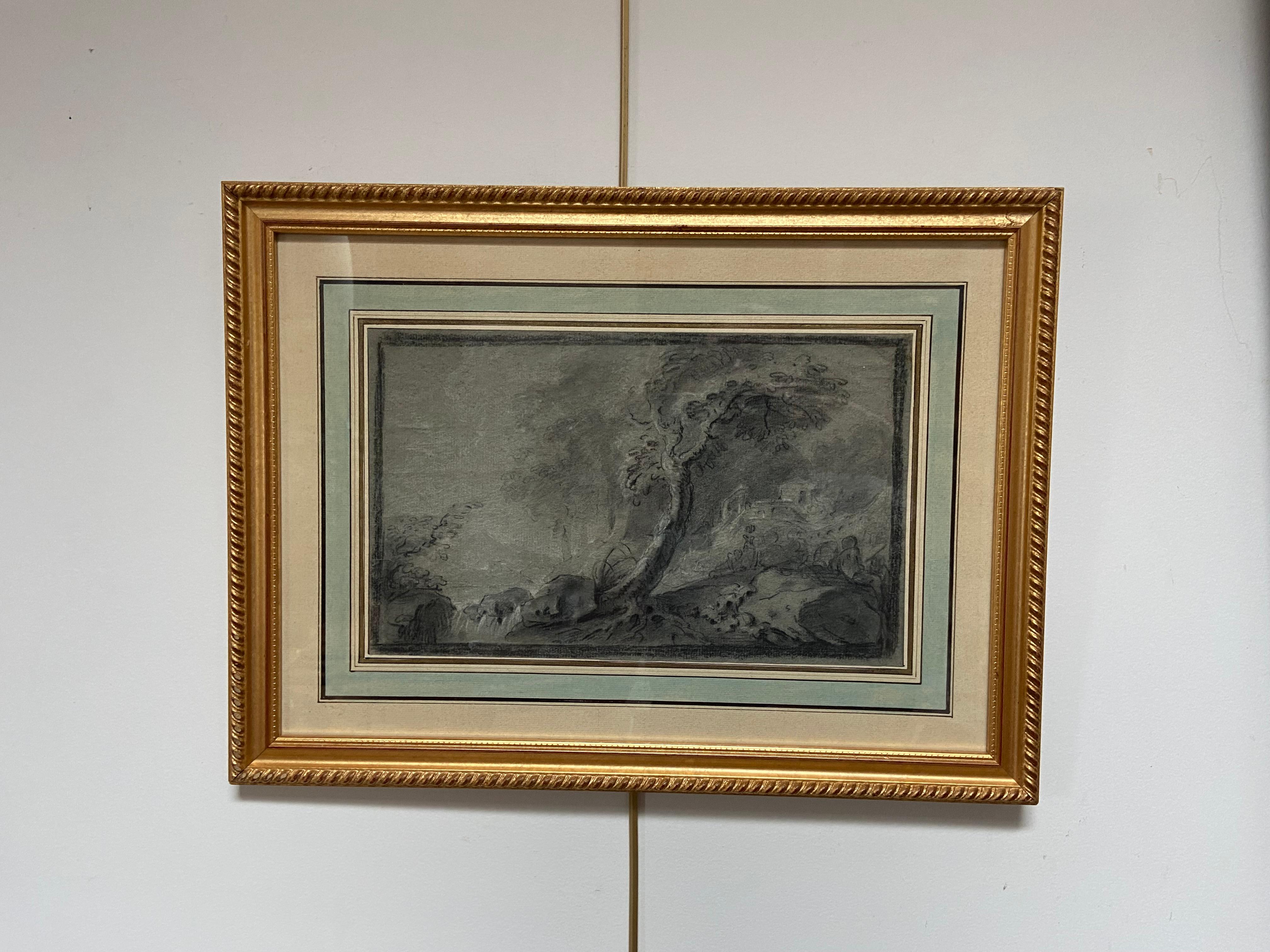 Francia Siglo XVIII, Pastorale (Paisaje arcádico), dibujo original en venta 1