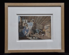 France XIXe siècle, L'artiste Bohme dans son atelier, aquarelle