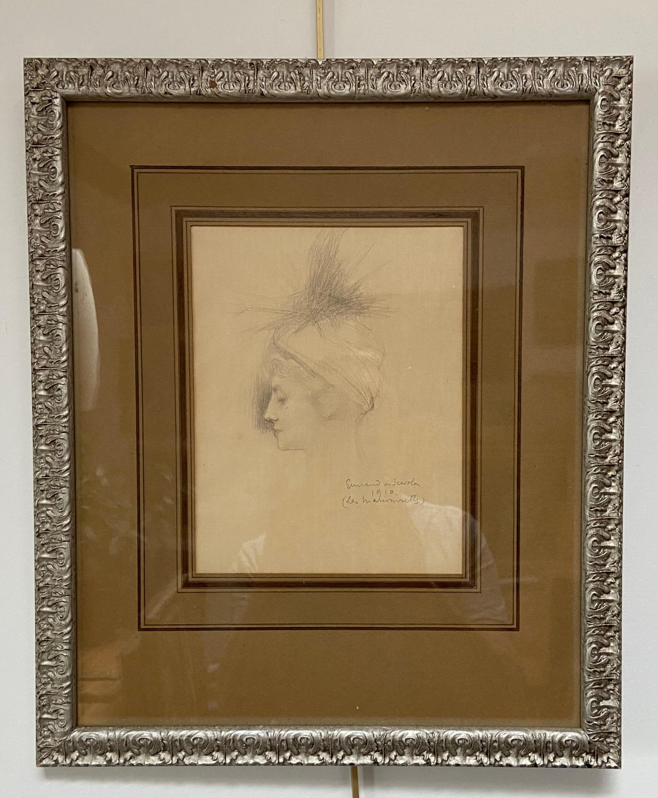 Lucien Victor Guirand de Scevola (1871-1950), Les Marionnettes 1910, Zeichnung – Art von Lucien-Victor Guirand de Scévola