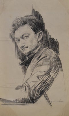 Theophile Alexandre Steinlen (1859-1923) Portrait of an artist, drawing