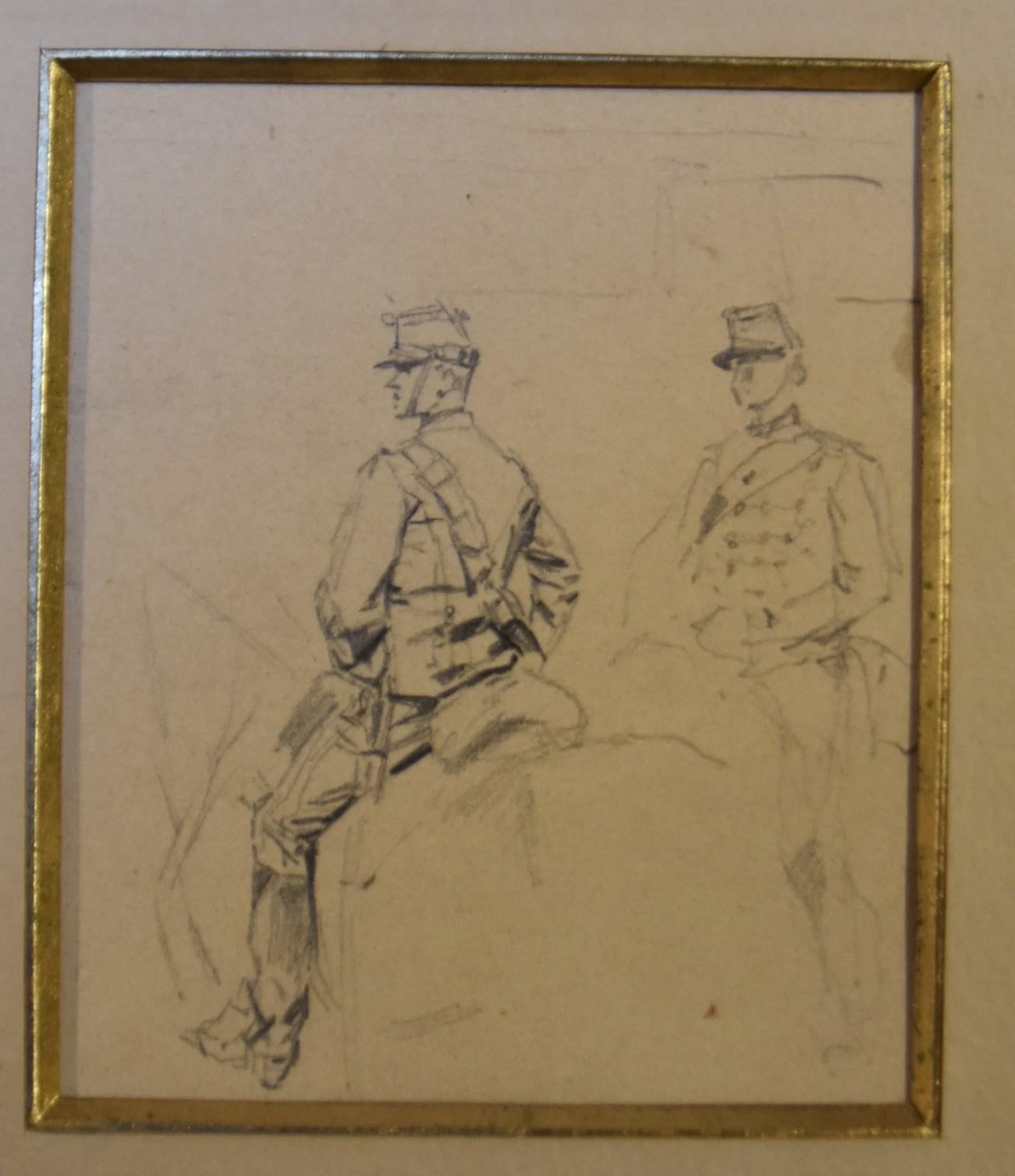 Edouard Detaille (1848 1912), Studies of Horse soldiers, three drawings - Art by Jean Baptiste Édouard Detaille