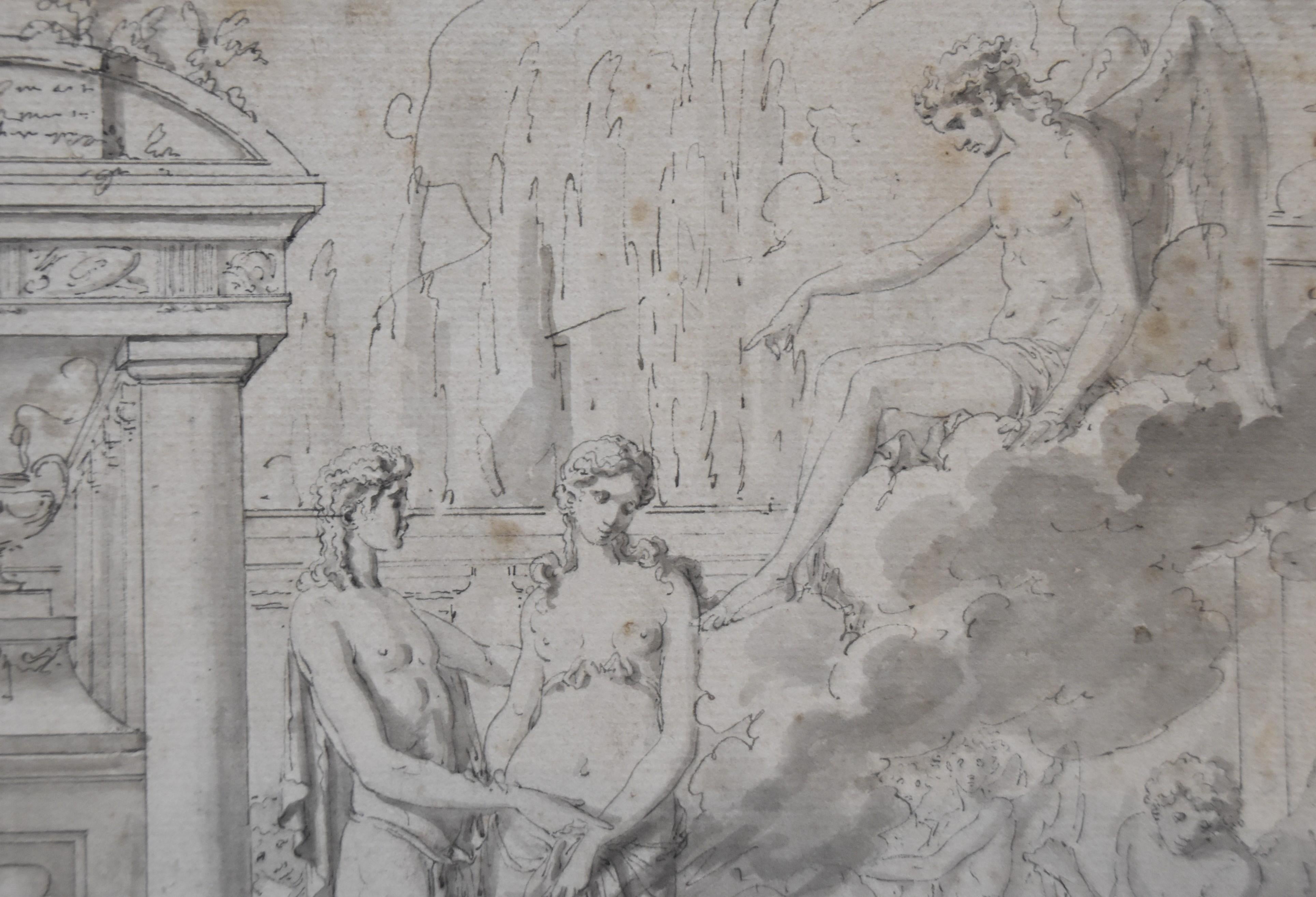 Louis-Félix de La Rue (1730-1777) Eine mythologische Szene, Zeichnung im Angebot 1