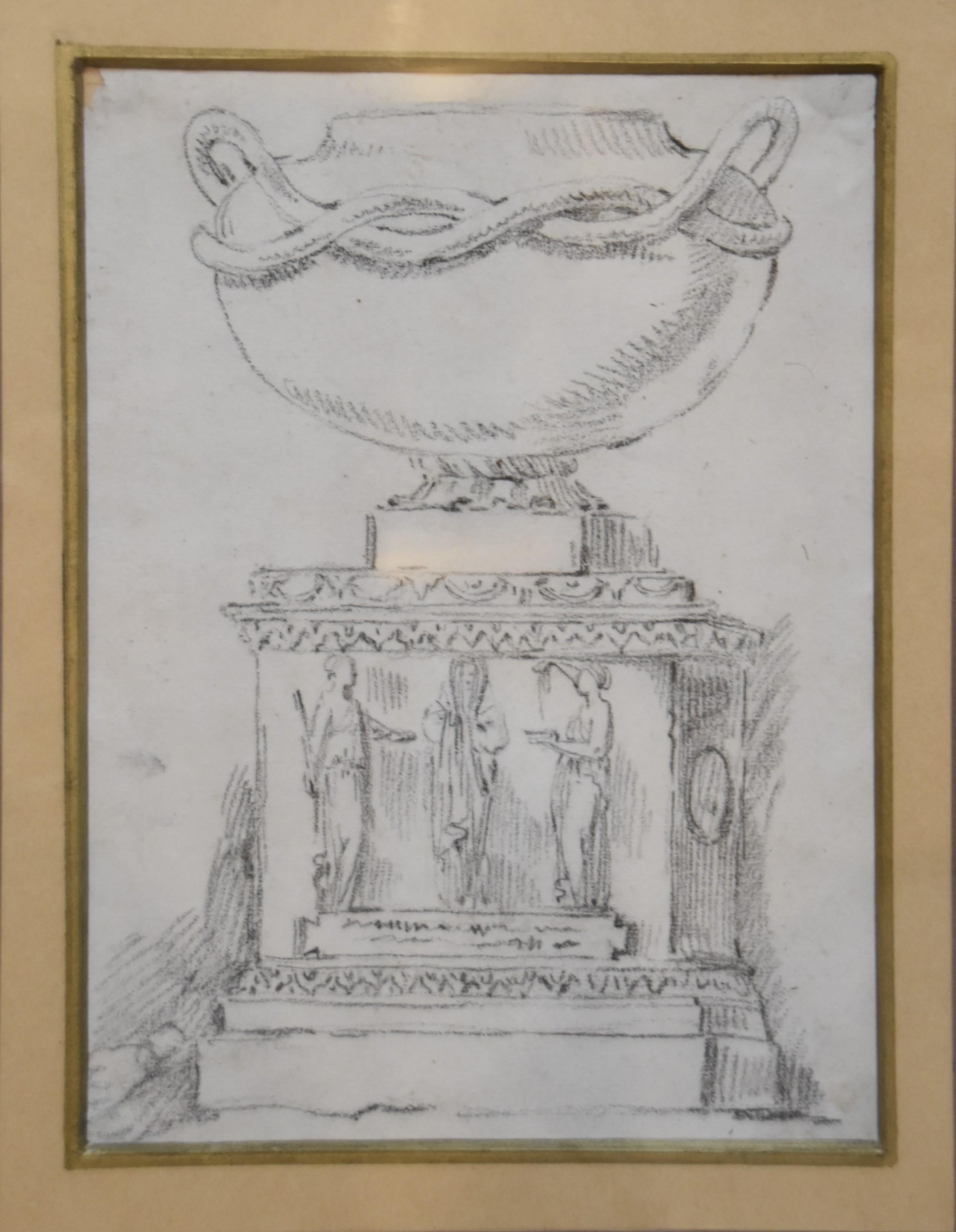 Anicet-Charles-Gabriel Lemonnier (1743-1824) Study of an antique vase, drawing - Old Masters Art by Anicet Charles Gabriel Lemonnier