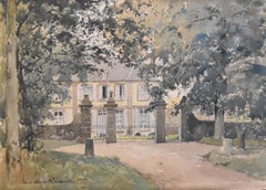 Paul Emile Lecomte (1877-1950)  La Cour d'honneur, watercolor signed