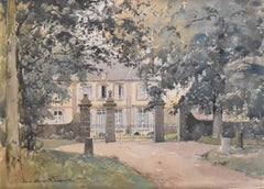 Paul Emile Lecomte (1877-1950) La Cour d'honneur, watercolor signed