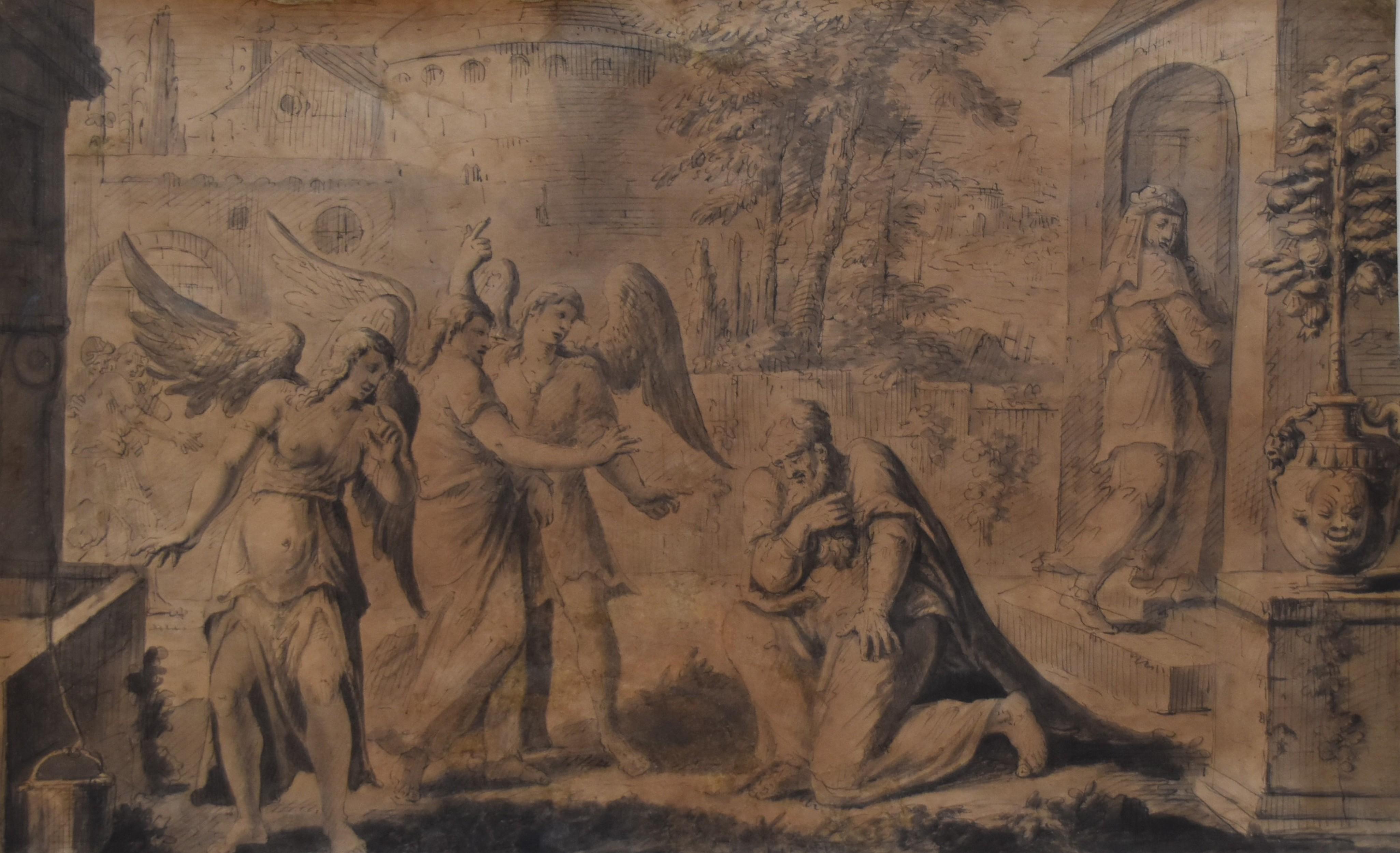 François Boitard (1670-1715) Abraham und die drei Engel, Originalzeichnung