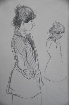 Theophile Alexandre Steinlen (1859-1923) Two studies of a woman, drawing