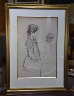 Theophile Alexandre Steinlen (1859-1923) Two studies of a woman, drawing