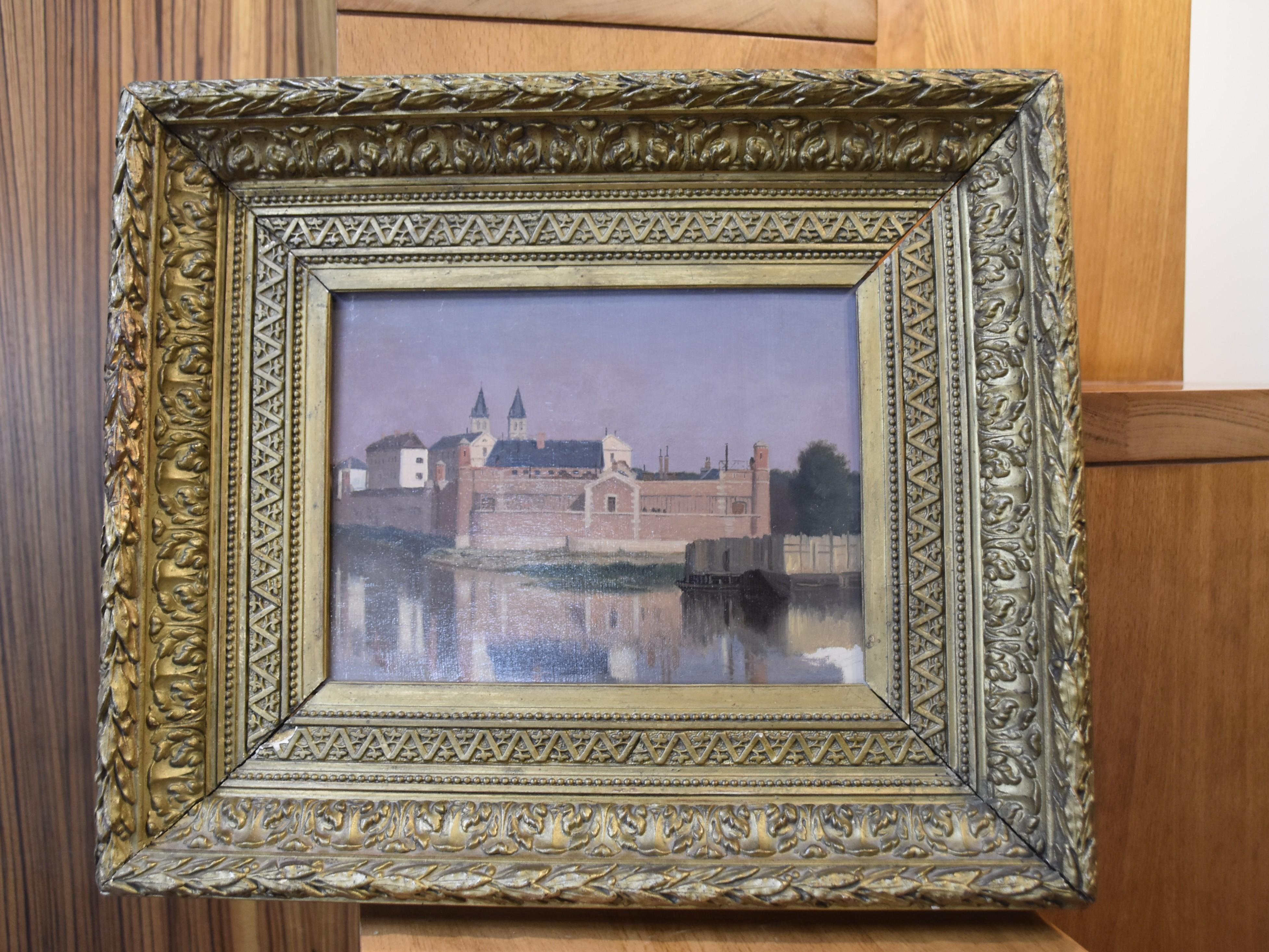Prosper BARBOT (1798 -1877) Vue de la prison de Melun:: peinture à l'huile - Painting de Prosper Barbot