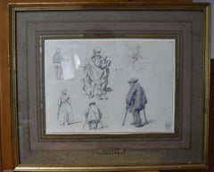 Denis Auguste Raffet (1804-1860) Studien von Figuren, Zeichnung und Aquarellmalerei