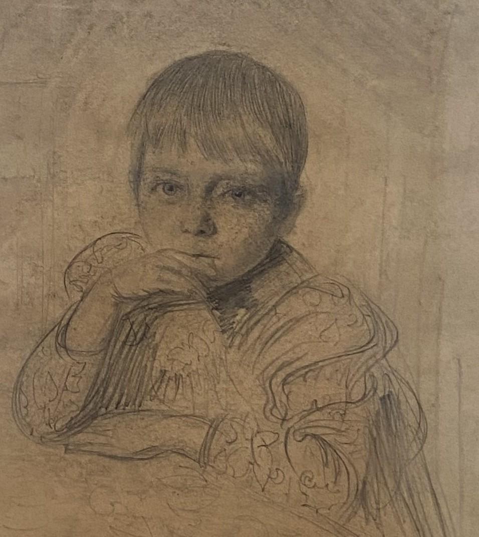 Fernand de Launay  (1855-1904) Portrait of a child, 1890, original drawing For Sale 3