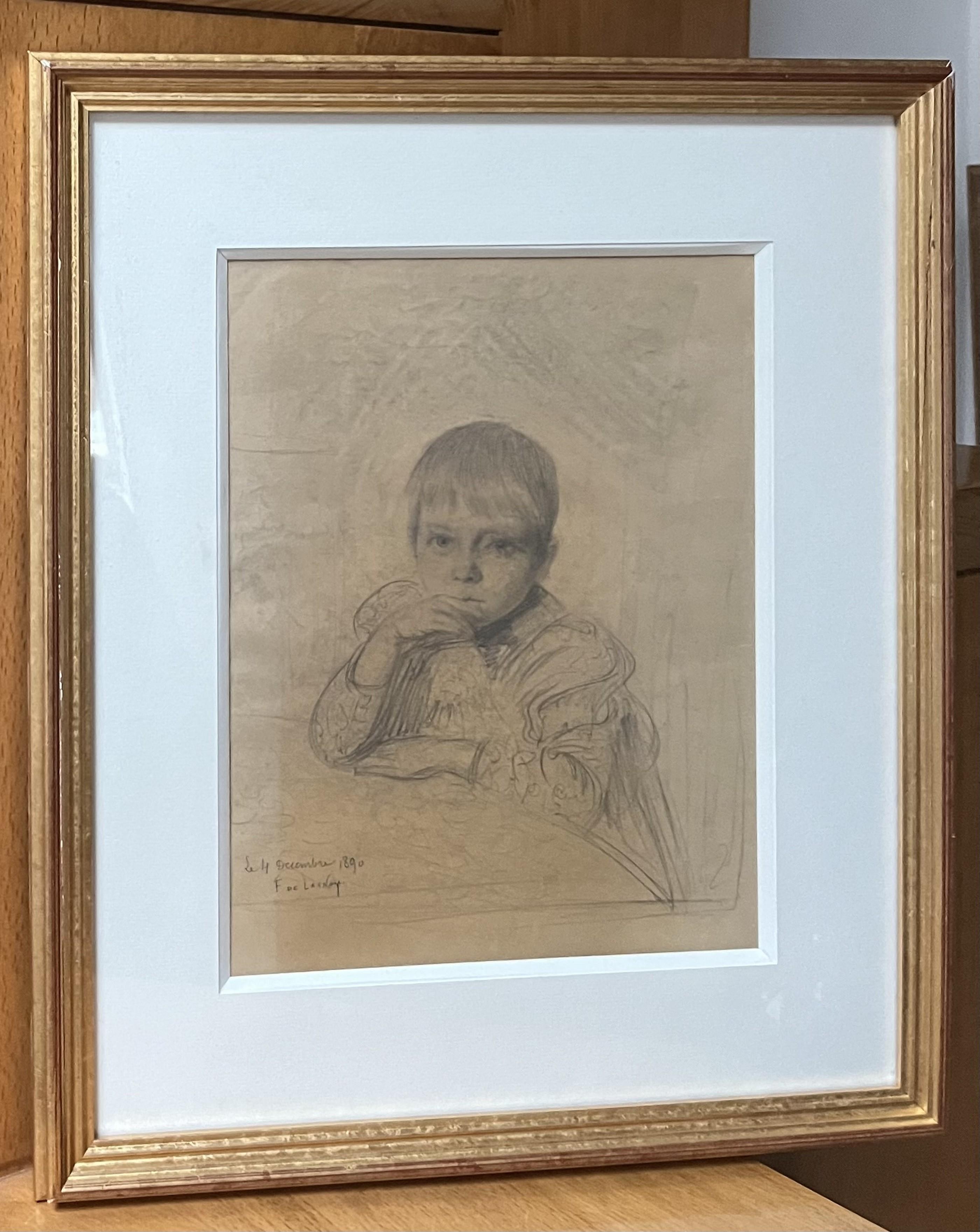 Fernand de Launay  (1855-1904) Portrait of a child, 1890, original drawing