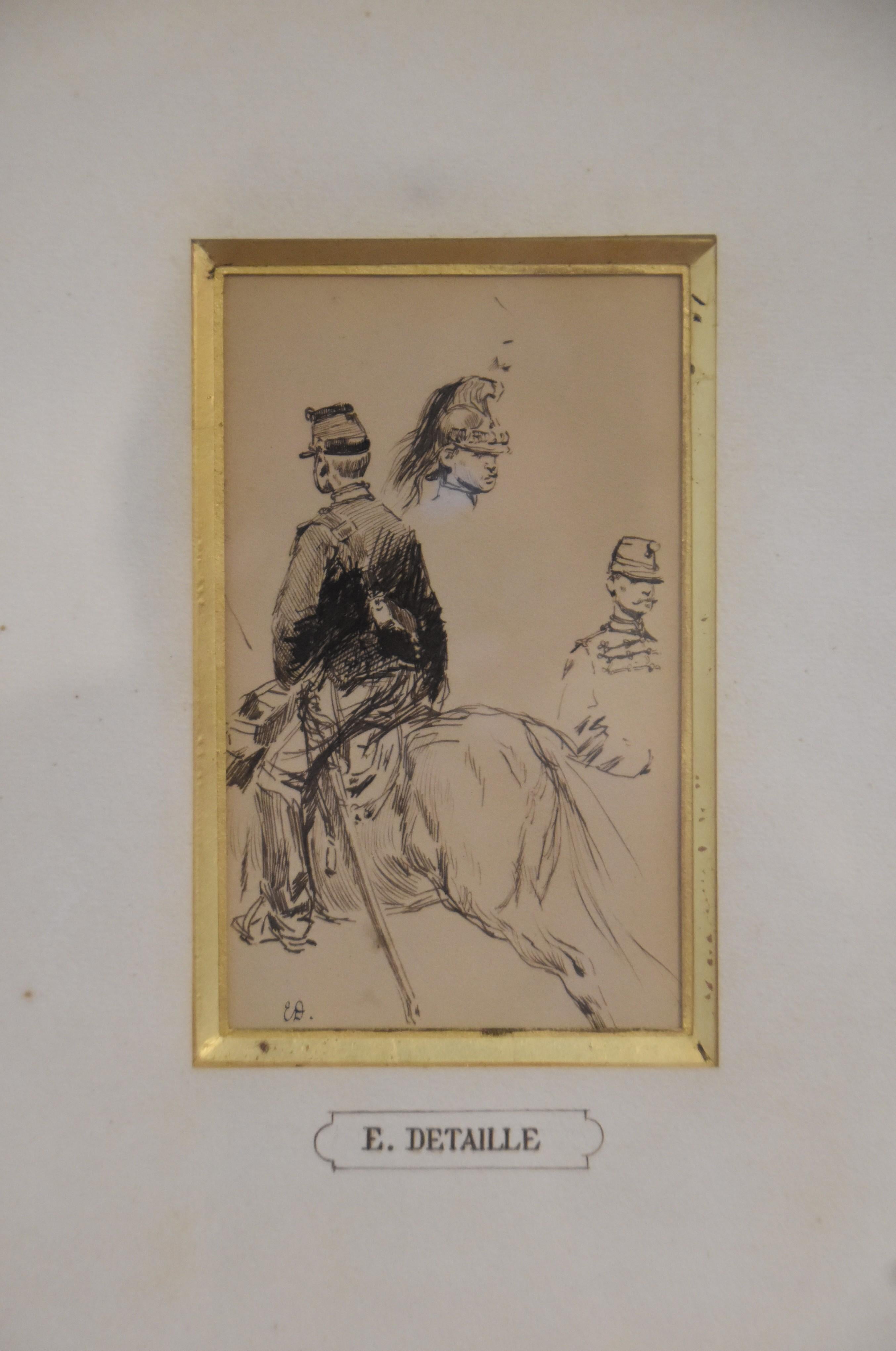 Edouard Detaille (1848 1912), Studies of horseguards, original Drawing - Art by Jean Baptiste Édouard Detaille