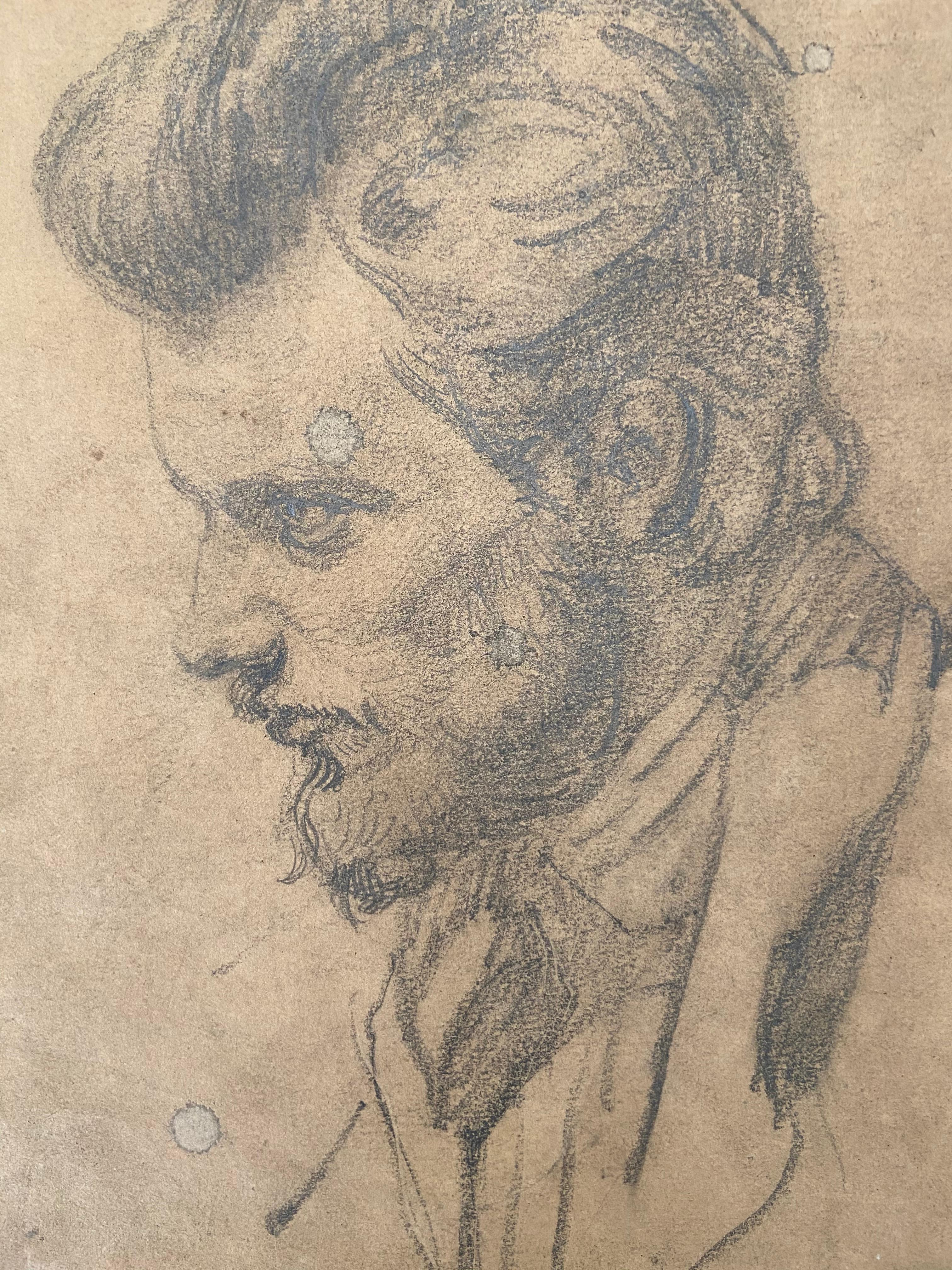 Danish School 19th century, Portrait  of a gentleman, original drawing - Art by Unknown