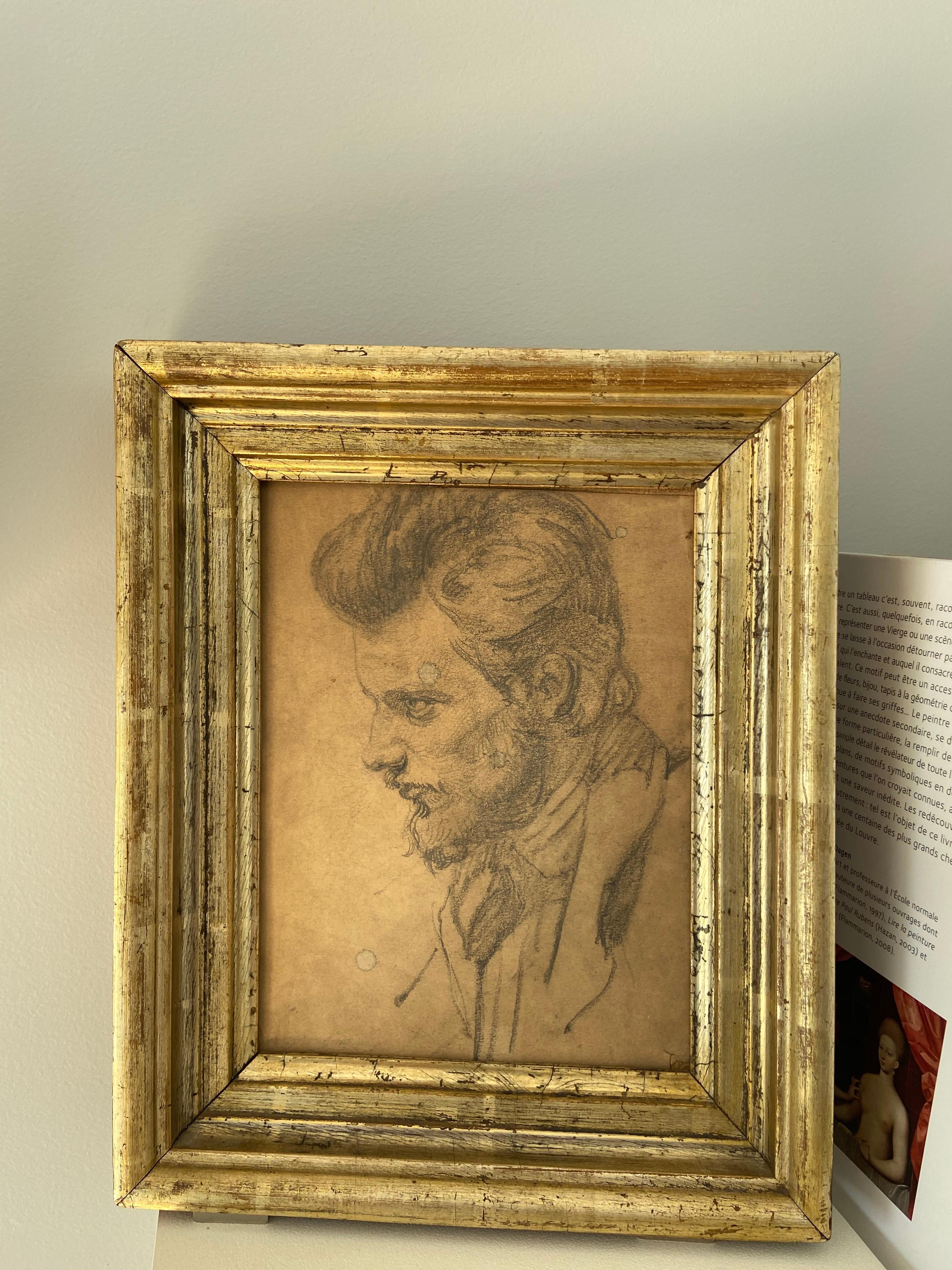 Danish School 19th century, 
Portrait  of a gentleman, presumably an artist. 
Unsigned. 
Pencil on paper. 
20 × 15 cm
Period frame 29 x 23.5 cm
Inscribed on the reverse (in Danish): “Drawing by [or of] Johansen”.

Condition:  Paper loss at lower