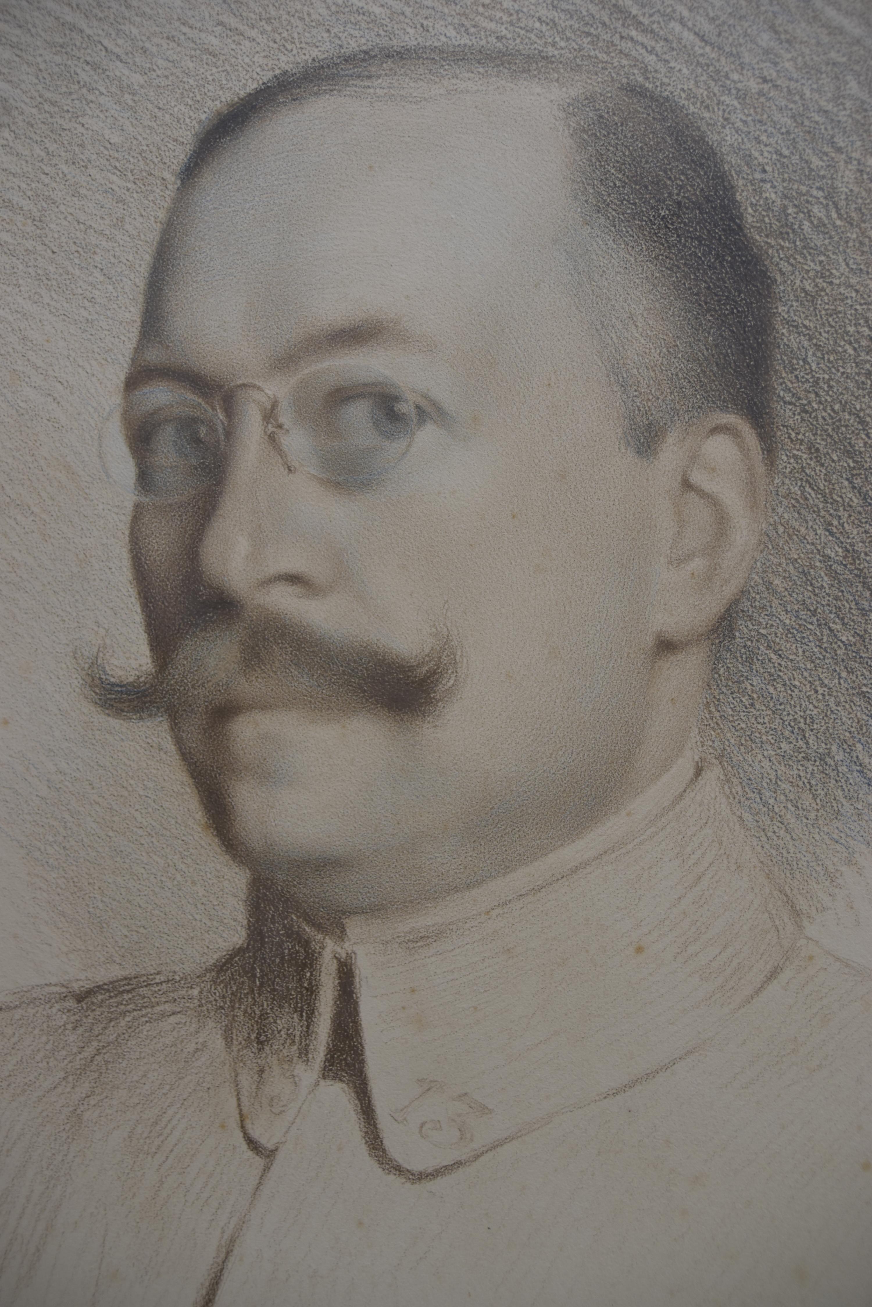 Portrait d'un officier, école française, 1915, crayon à cire sur papier en vente 4