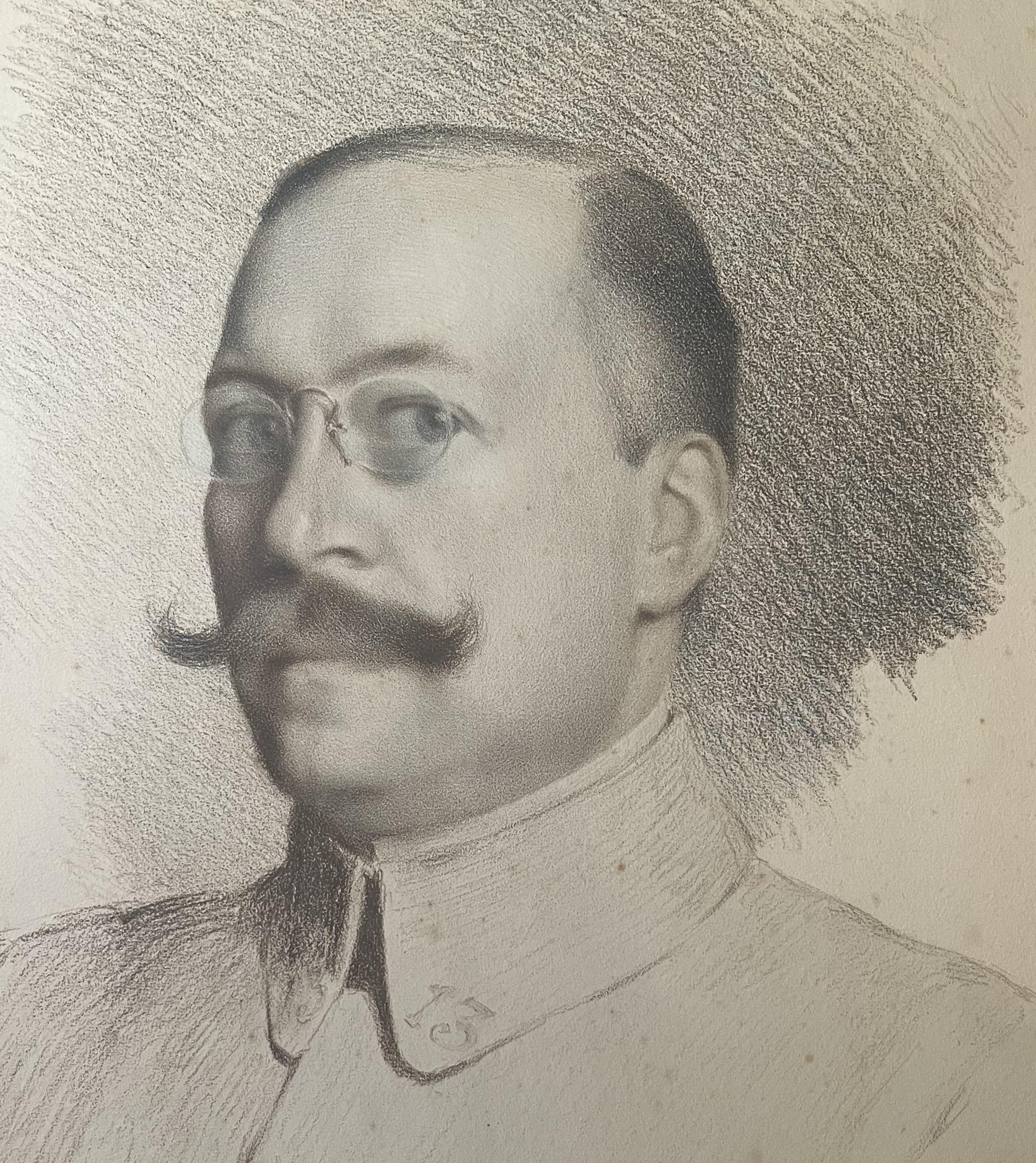 Rousselet, Portrait of an officer, 1915, wax crayon on paper - Symbolist Art by Unknown