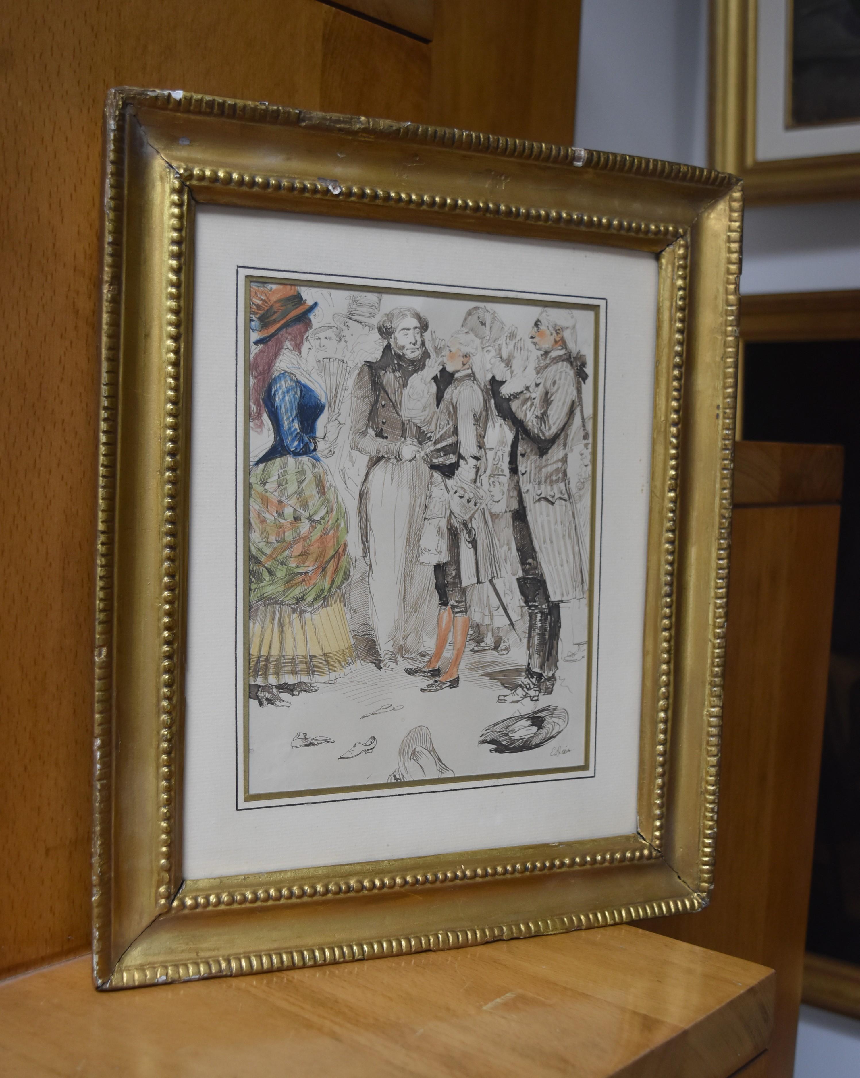 Edouard Detaille (1848 1912), A Carnival scene, watercolor signed For Sale 1