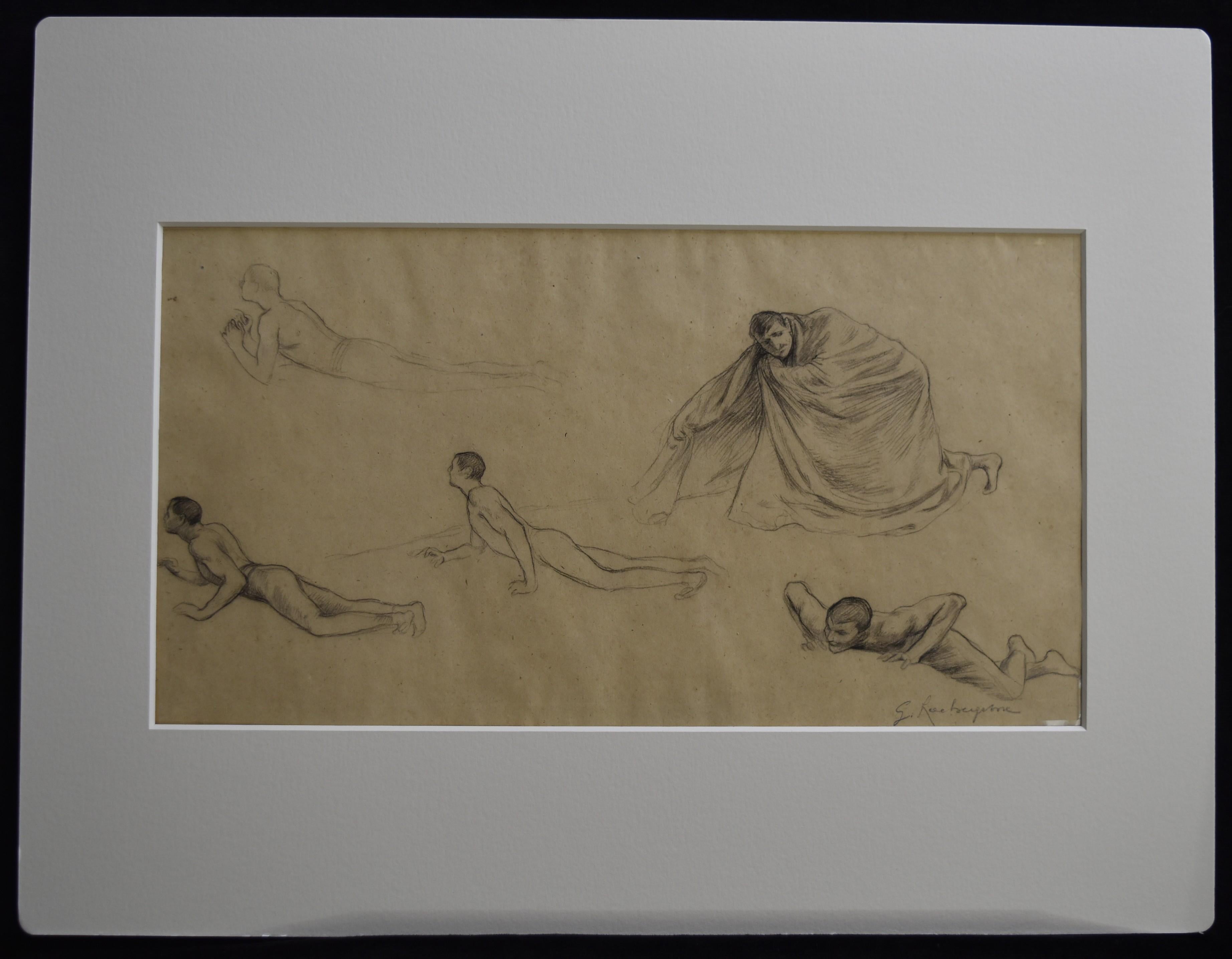 G. A. Rochegrosse (1859-1938) Studies of men, original drawing - Art by Georges Antoine Rochegrosse